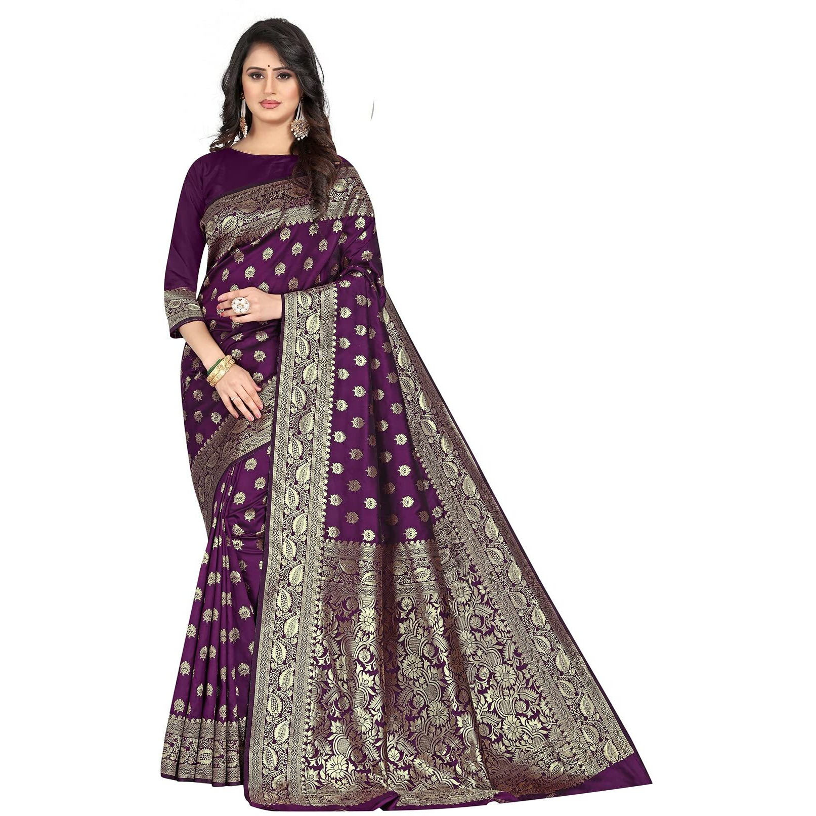 Sugathari Womens Art Silk Purple Kanchipuram Saree (SAN PARI S-1 PURPLE)