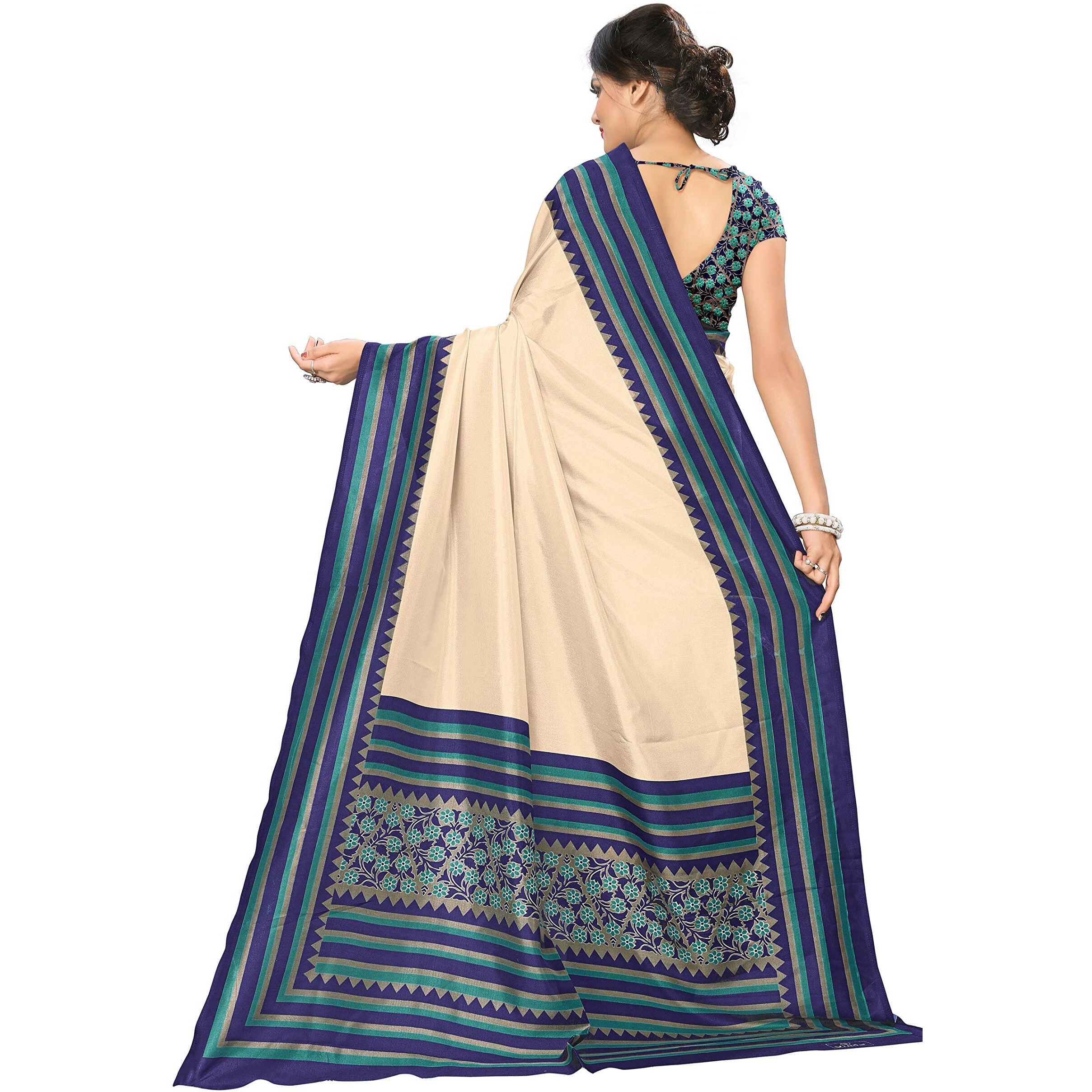 Vimla Womens Malgudi Art Silk Uniform Saree with Blouse Piece (22060022, Cream)