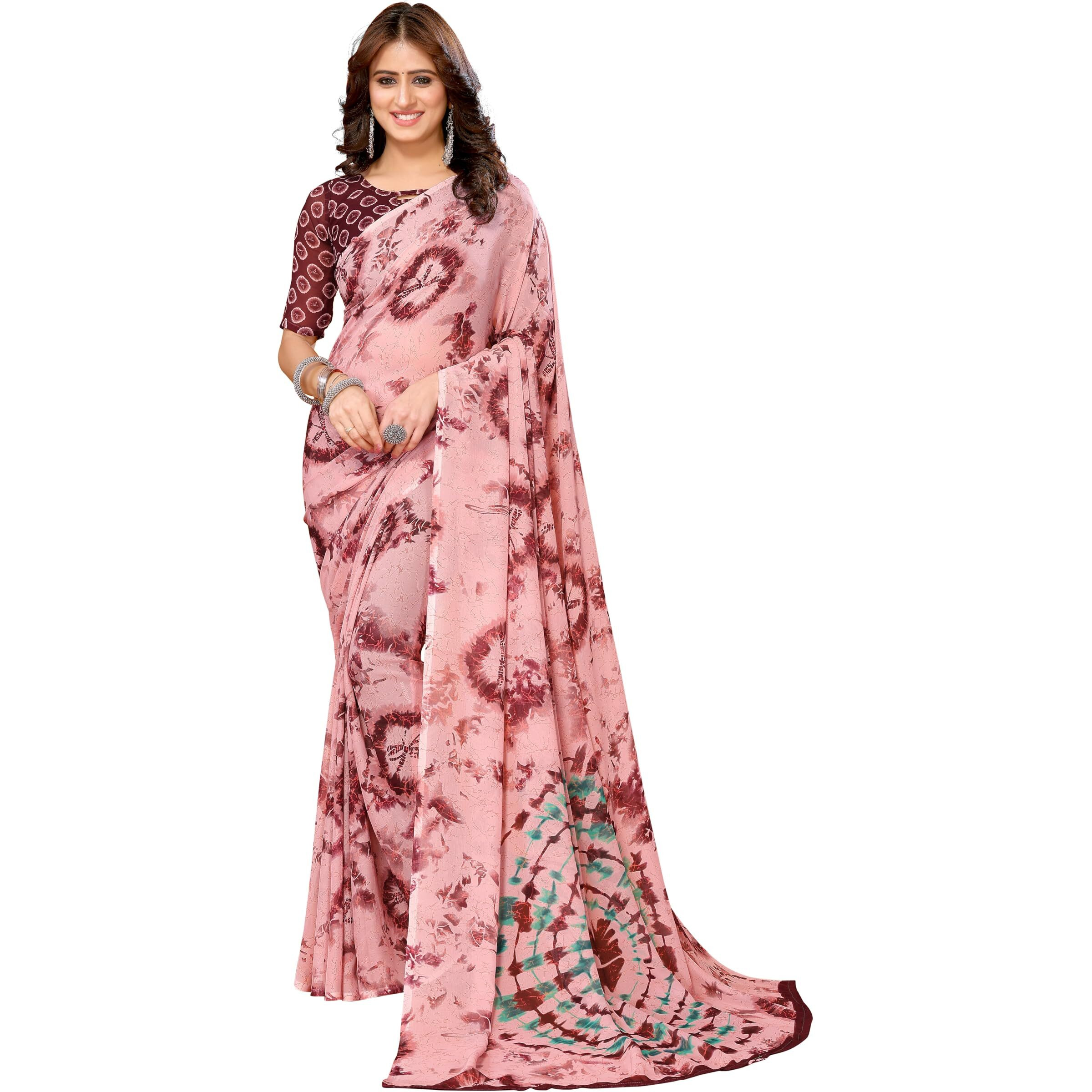 Yashika Womens Trendy Georgette Purple Color Saree with Blouse Material(SABITA PURPLE)