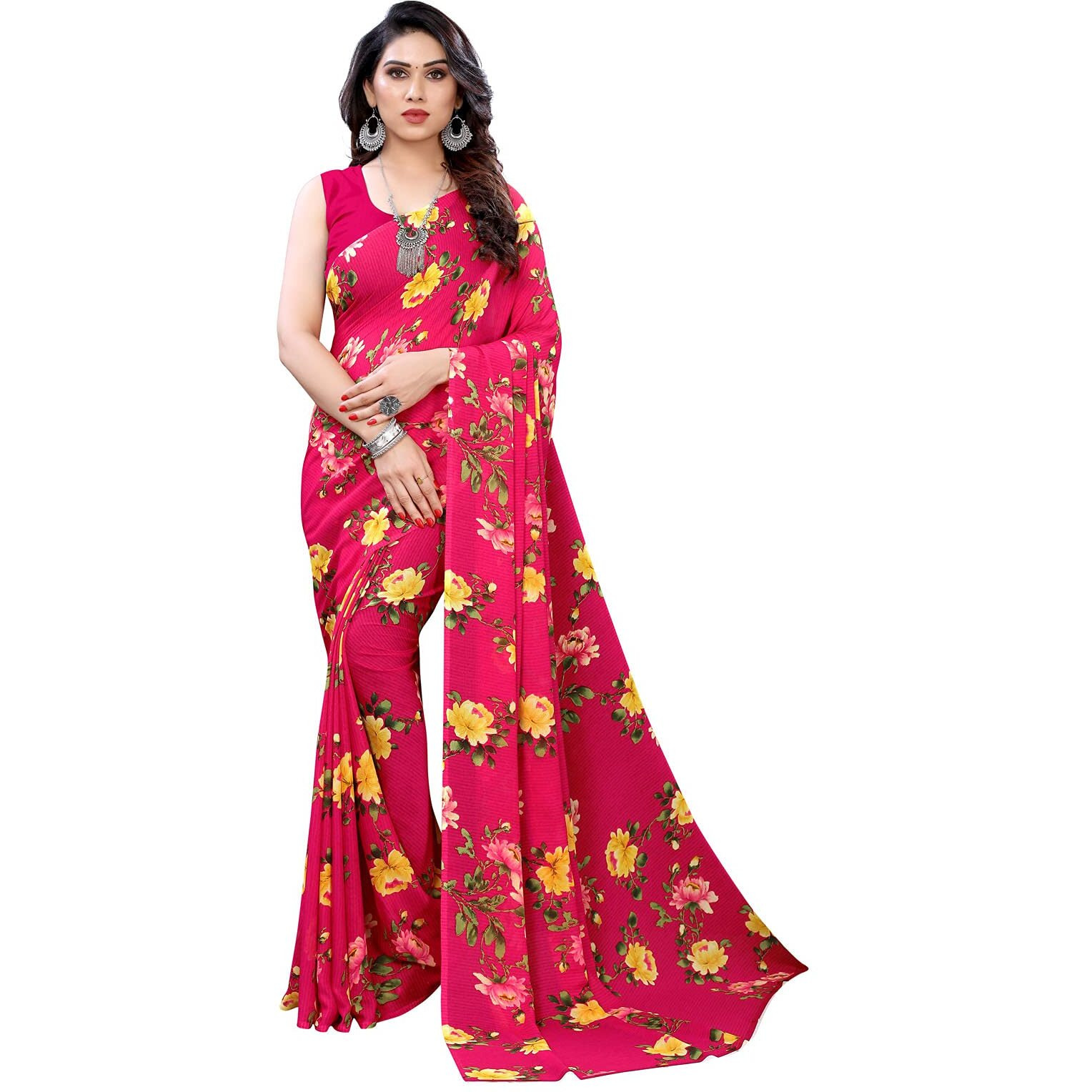 Satrani Womens Woven Polyester Saree (1955ST348_Beet Red)