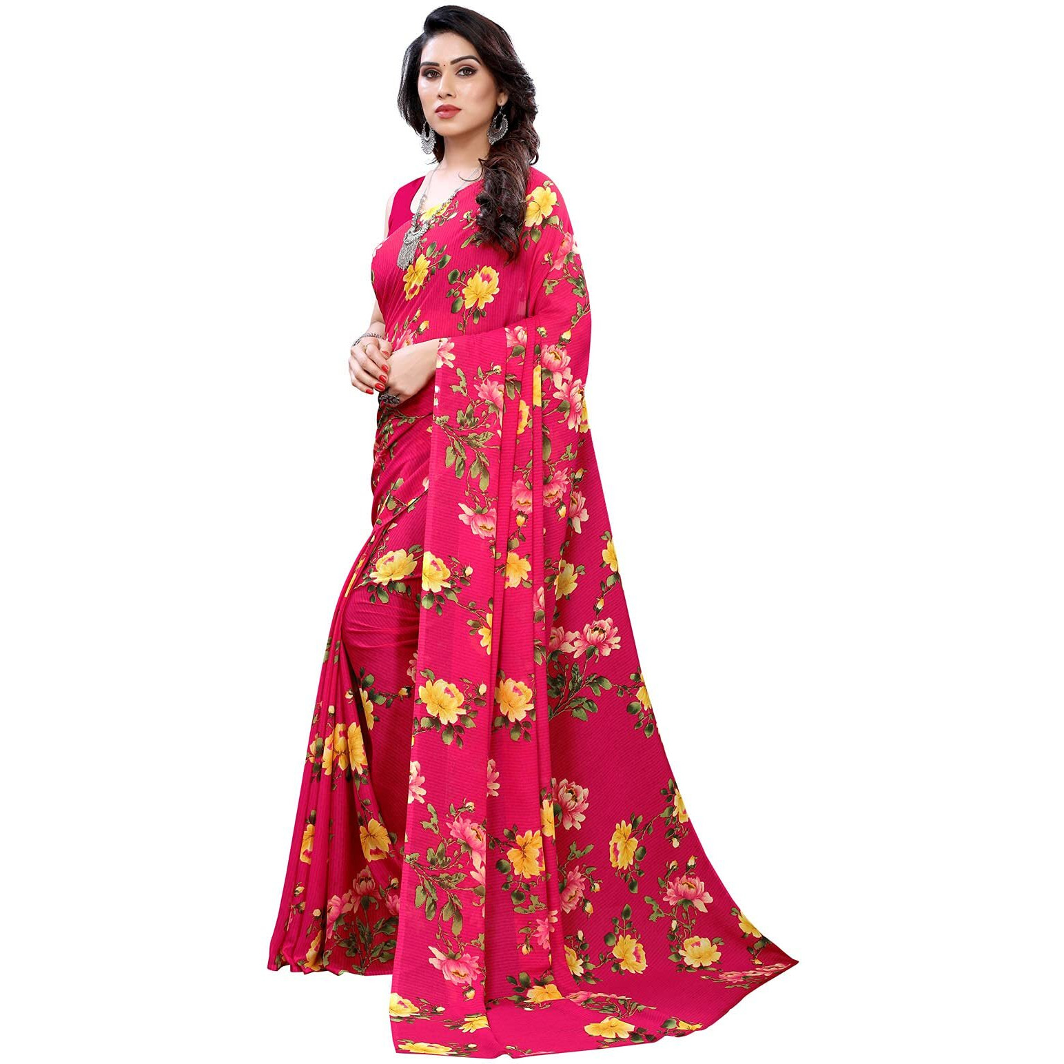 Satrani Womens Woven Polyester Saree (1955ST348_Beet Red)