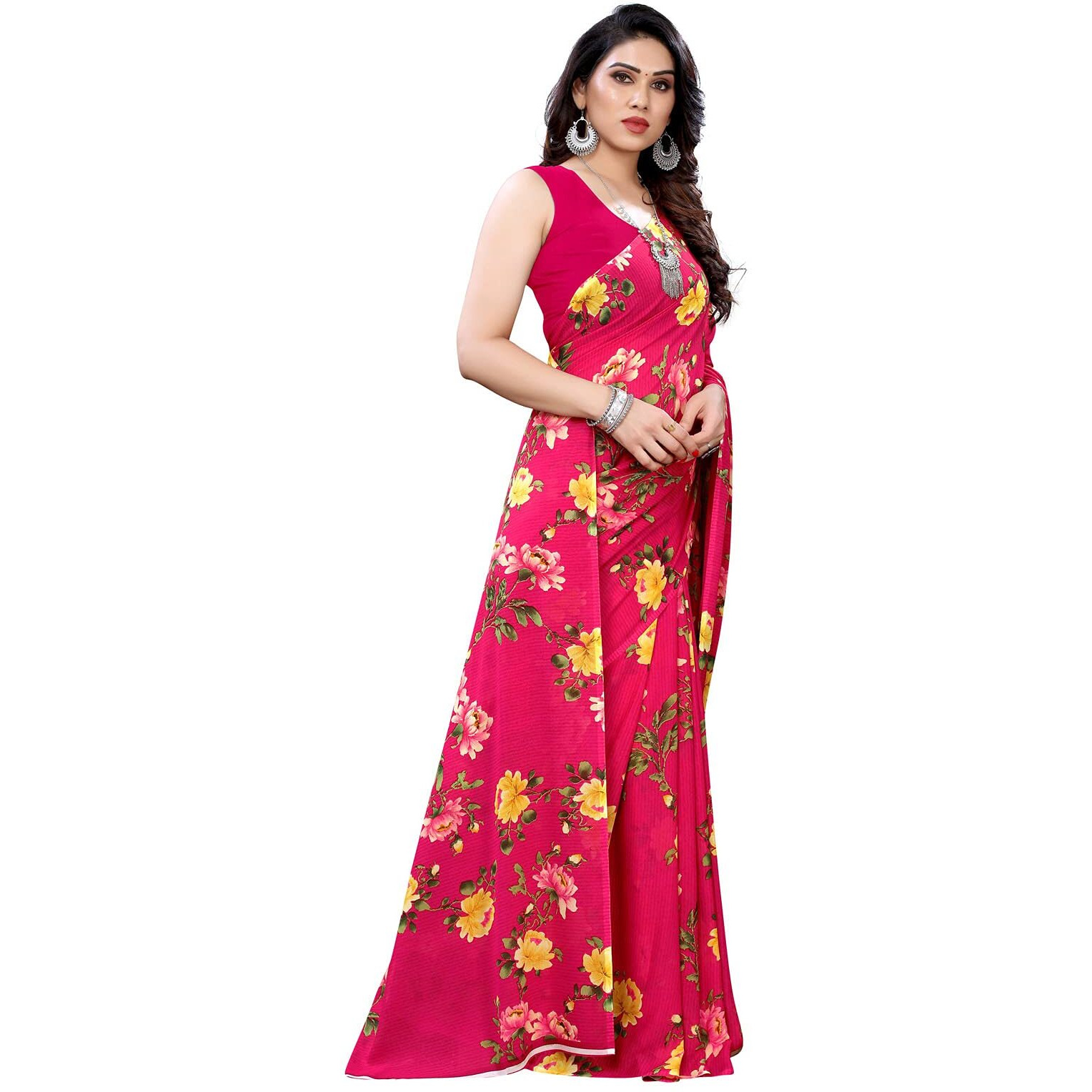 Satrani Womens Woven Polyester Saree (1955ST348_Beet Red)
