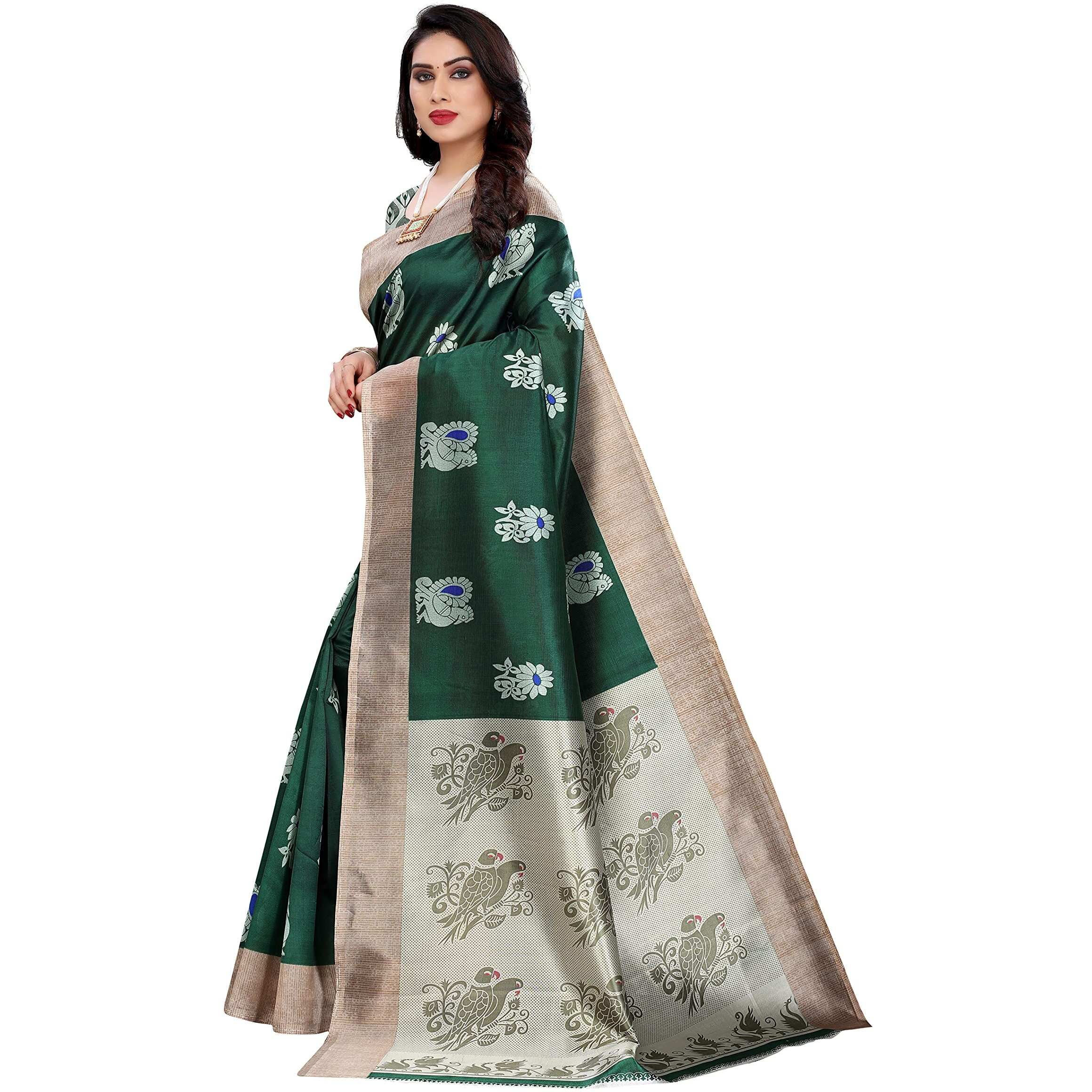 Yashika Womens Jacquard Art Silk saree (KESAR GREEN