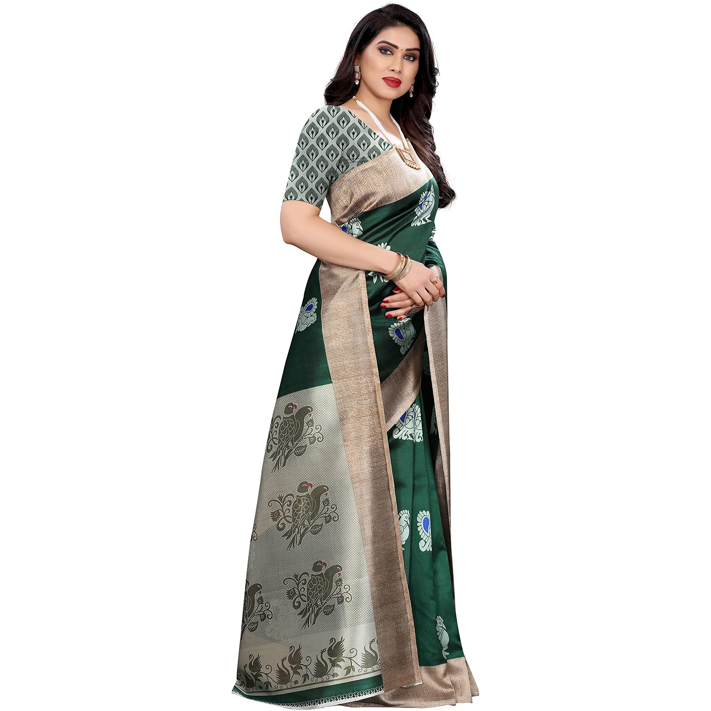 Yashika Womens Jacquard Art Silk saree (KESAR GREEN