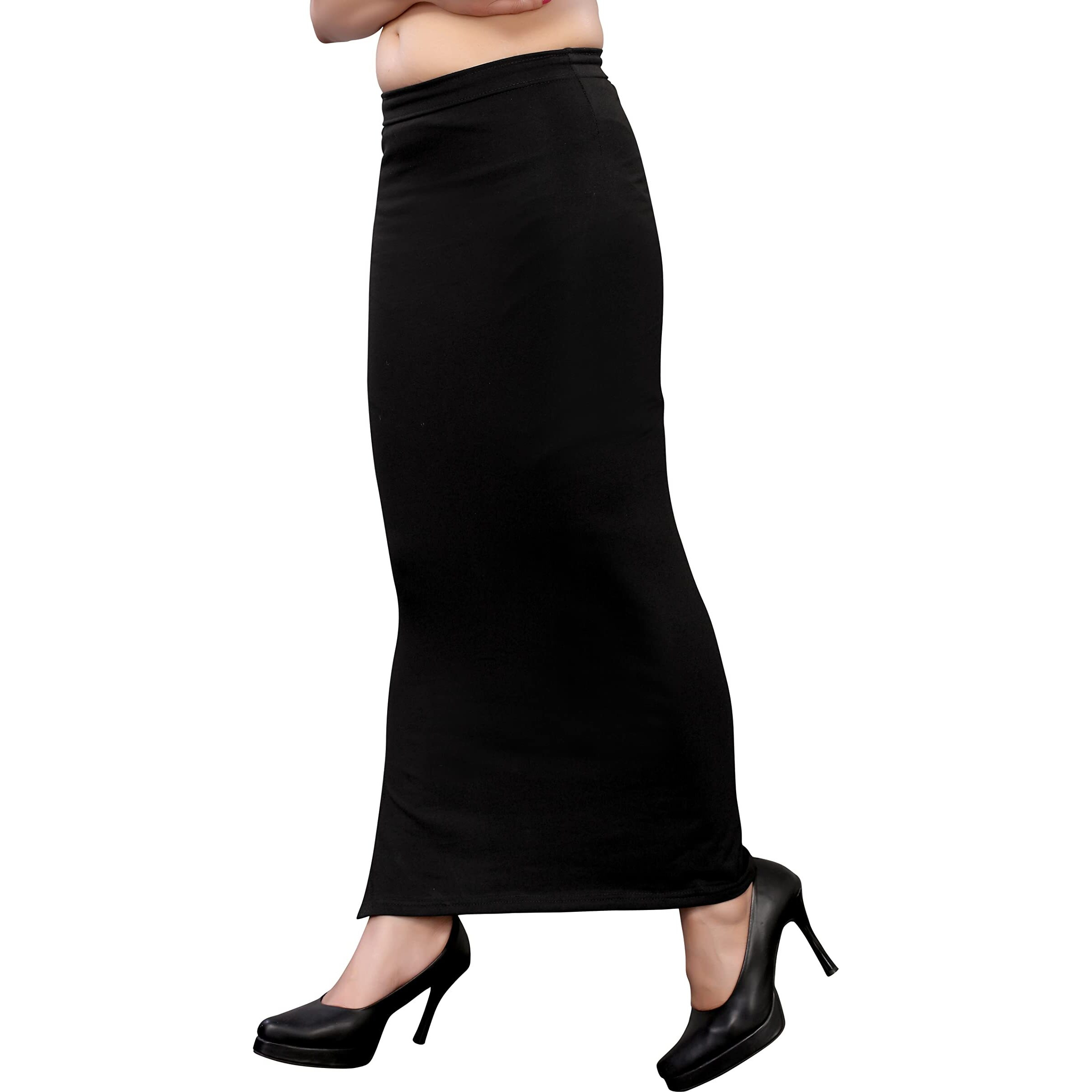 Yashika Womens Full Elastic Lycra Blend Saree Shapewear Petticoat(SDPL-Shape Black-L)