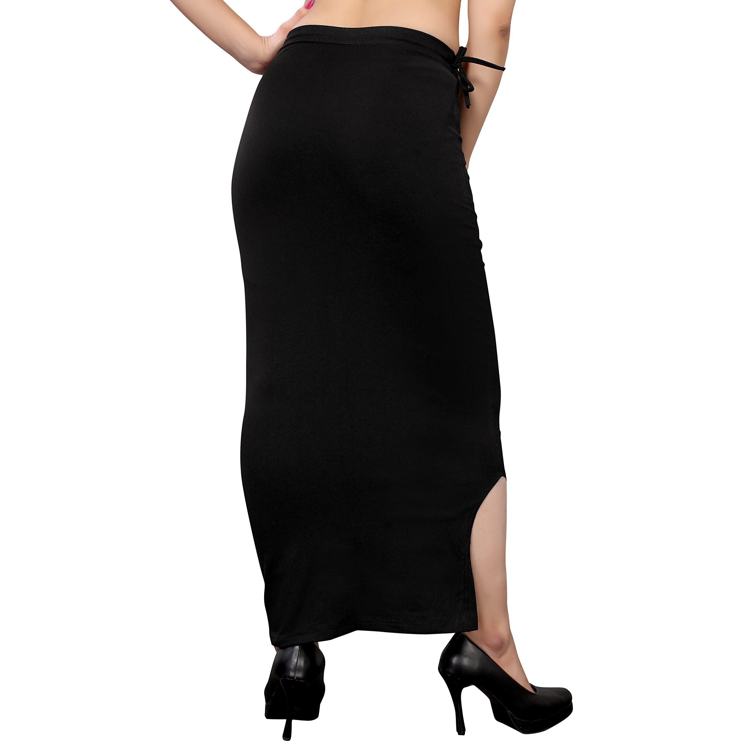 Yashika Womens Full Elastic Lycra Blend Saree Shapewear Petticoat(SDPL-Shape Black-L)