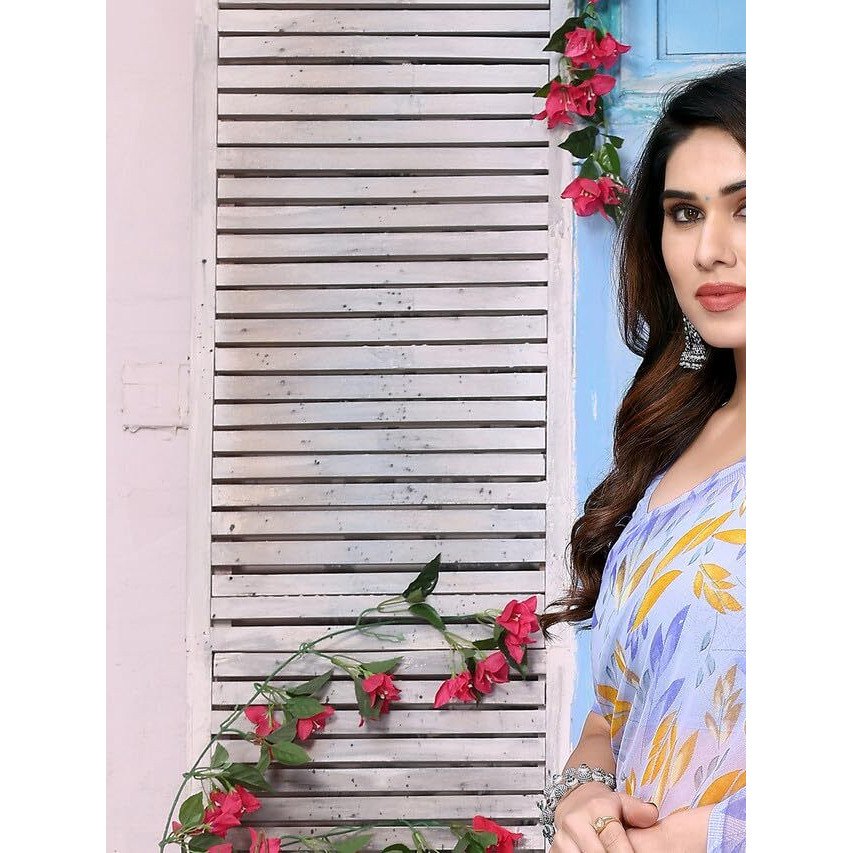 Satrani Womens Pure Chiffon Saree (3211S892N_Light Blue3)