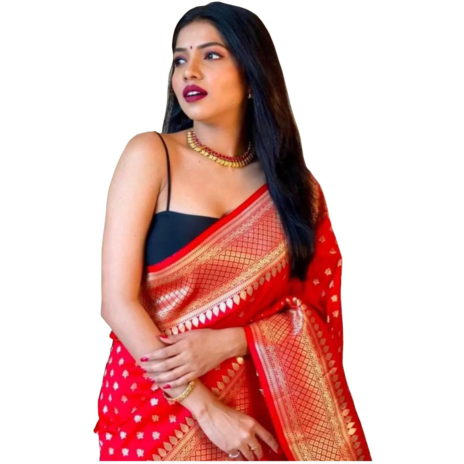 Sugathari Womens Banarasi Saree Pure Kanjivaram Silk Saree Soft new ladies 2023 Design Wear Pattu Sarees Latest Cotton Party Sari collections With Blouse Piece for Wedding sadi (PARI S-4 RED)