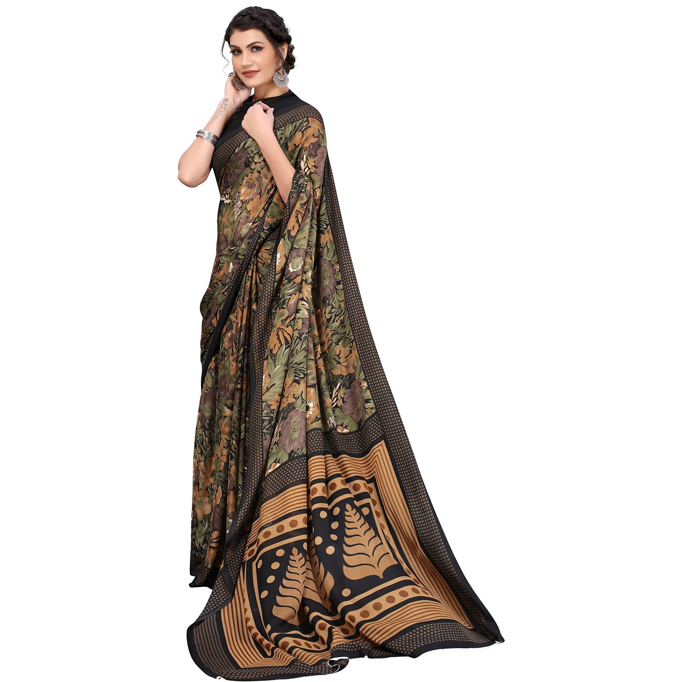 Yashika Womens Jacquard Georgette Standard Length (KUMUD BLACK