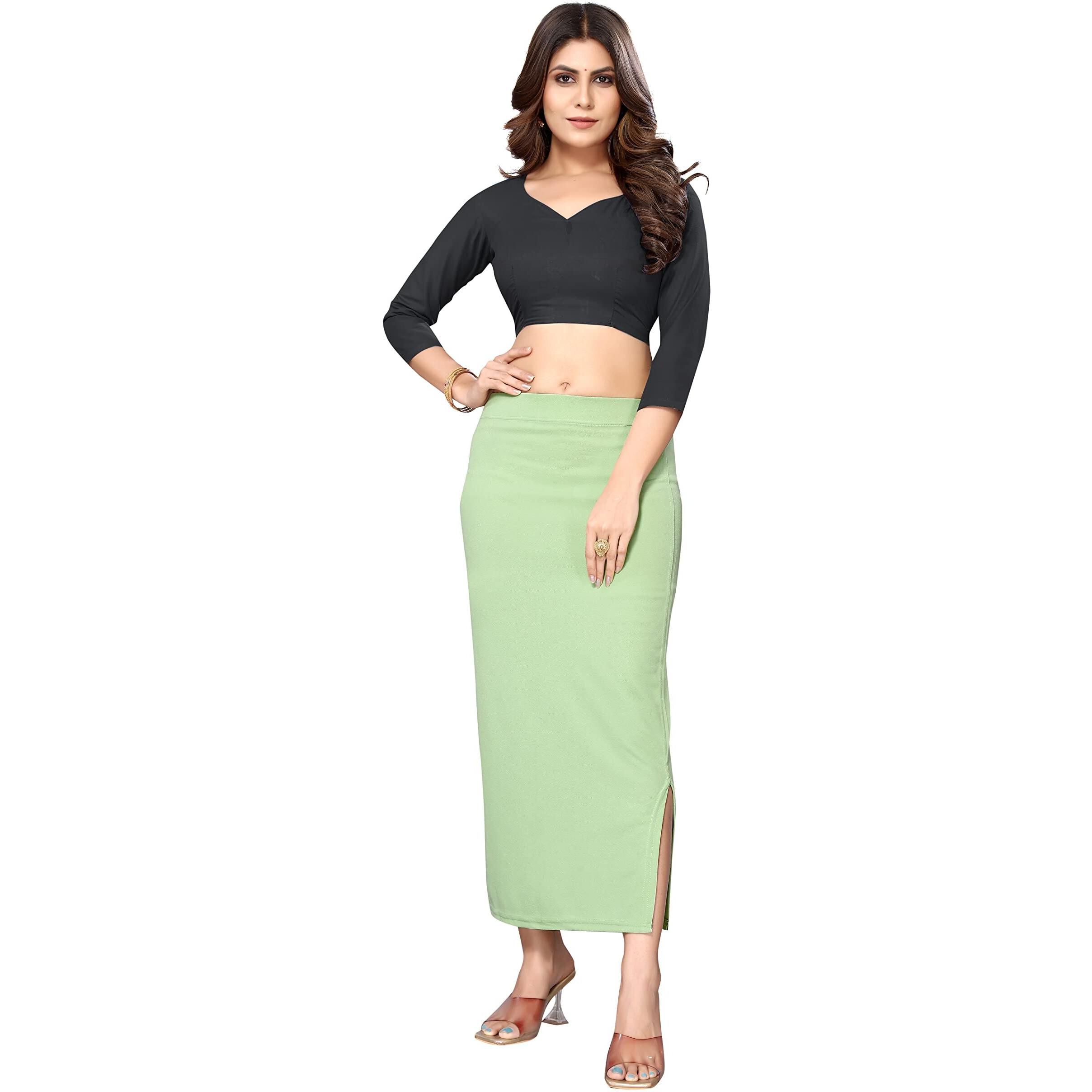Yashika Womens Full Elastic Lycra Blend Saree Shapewear Petticoat(SDPL-Shape Pista-XL)