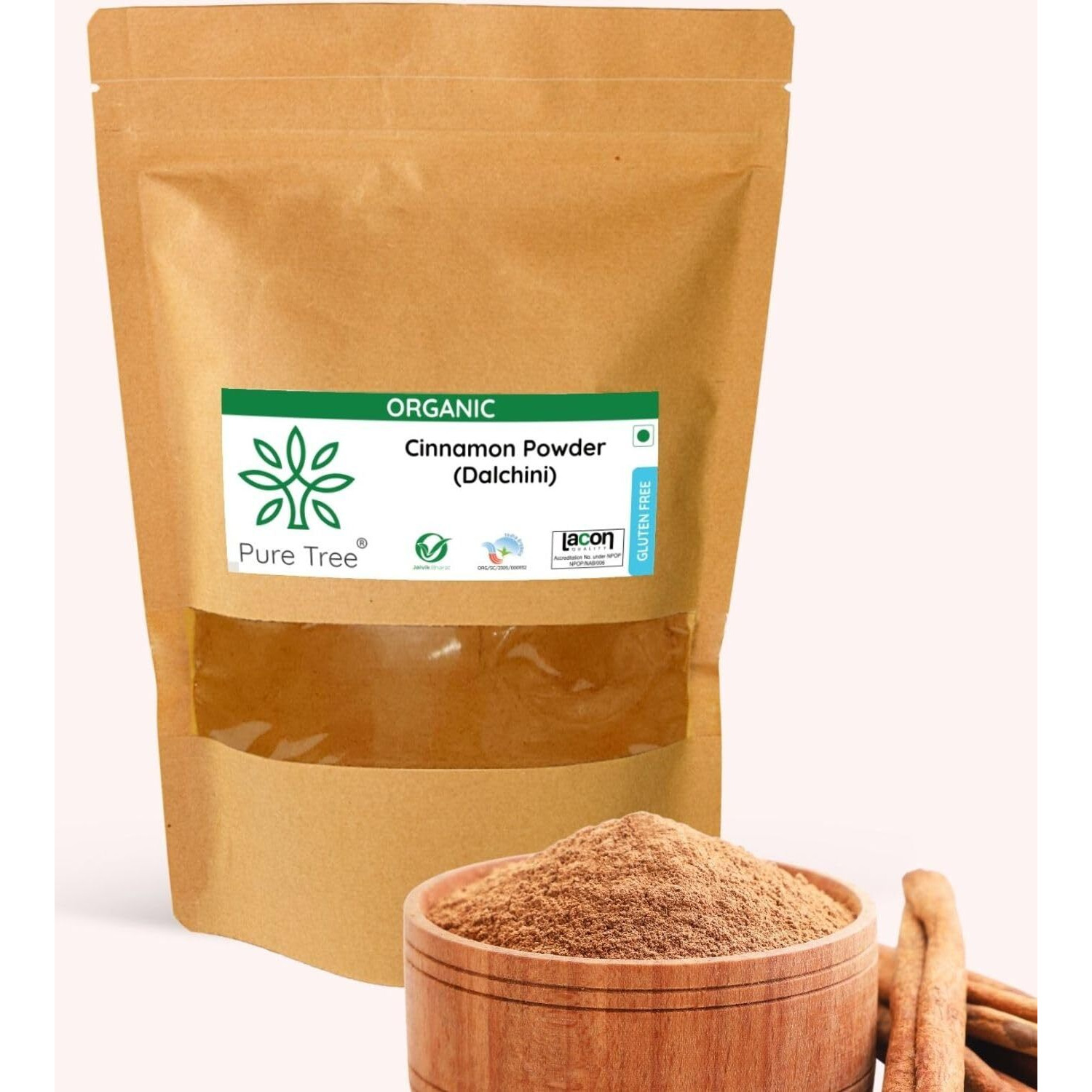 Pure Tree Certified Organic Dalchini Powder | 100 Gm | Organic Cinnamon Powder | Dal Chini Powder Indian Spices Aroma & Flavour | Gluten Free Cineman Dalchini