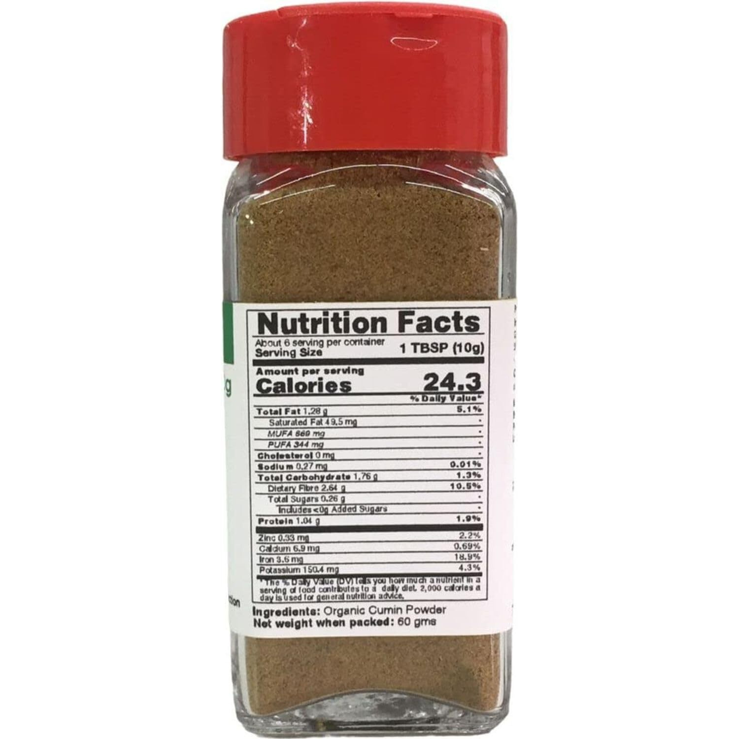 Pure Tree Certified Organic Jeera Powder | 60 g | Glass Jar | Jeelakarra | Zeera Powder | Cumin Powder | Organic Spices | Boost Immunity | Adds Flavor to Curries & Veg