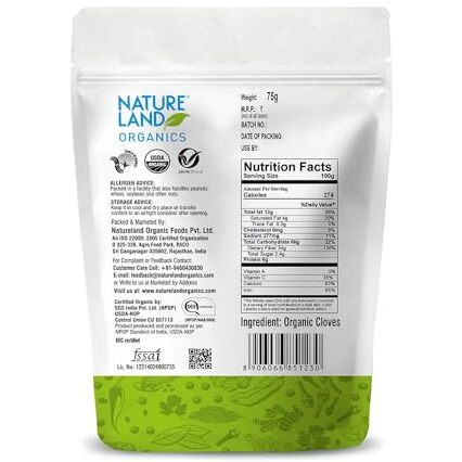 Natureland Organics Clove/Laung 75 gm - Organic Healthy Spices