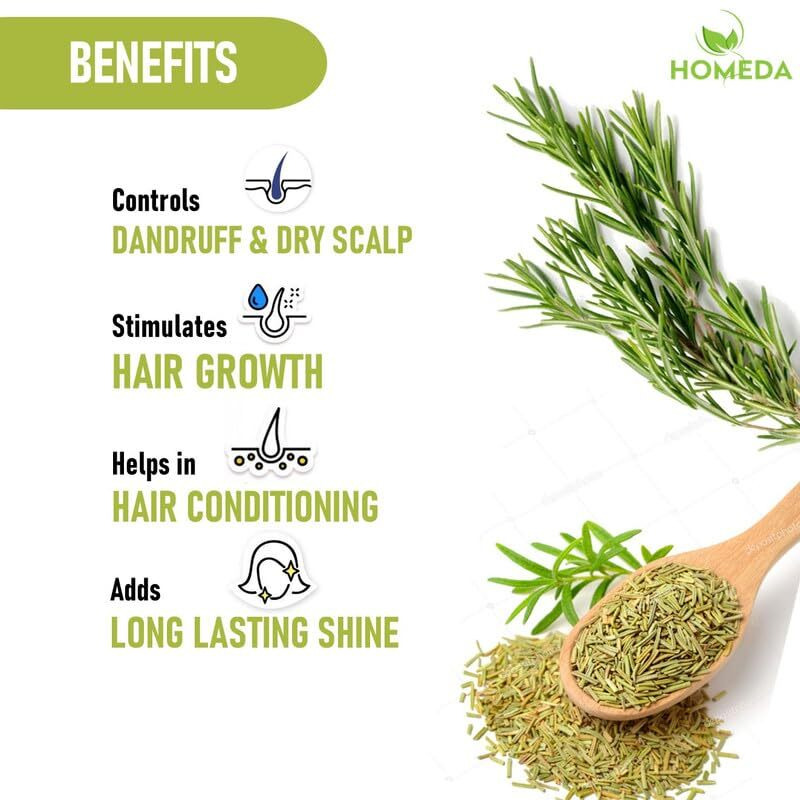 Homeda Rosemary Leaves For Hair Growth with Spray Bottle (50 gm), Fresh Dried Rose Mary Leaves, Rosemary Water, Dry Rose marry Leaf with Applicator, Organic Rojmeri leave Tea powder, Rose Marry Herb