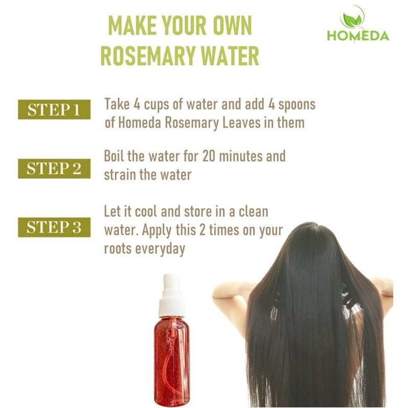 Homeda Rosemary Leaves For Hair Growth with Spray Bottle (50 gm), Fresh Dried Rose Mary Leaves, Rosemary Water, Dry Rose marry Leaf with Applicator, Organic Rojmeri leave Tea powder, Rose Marry Herb
