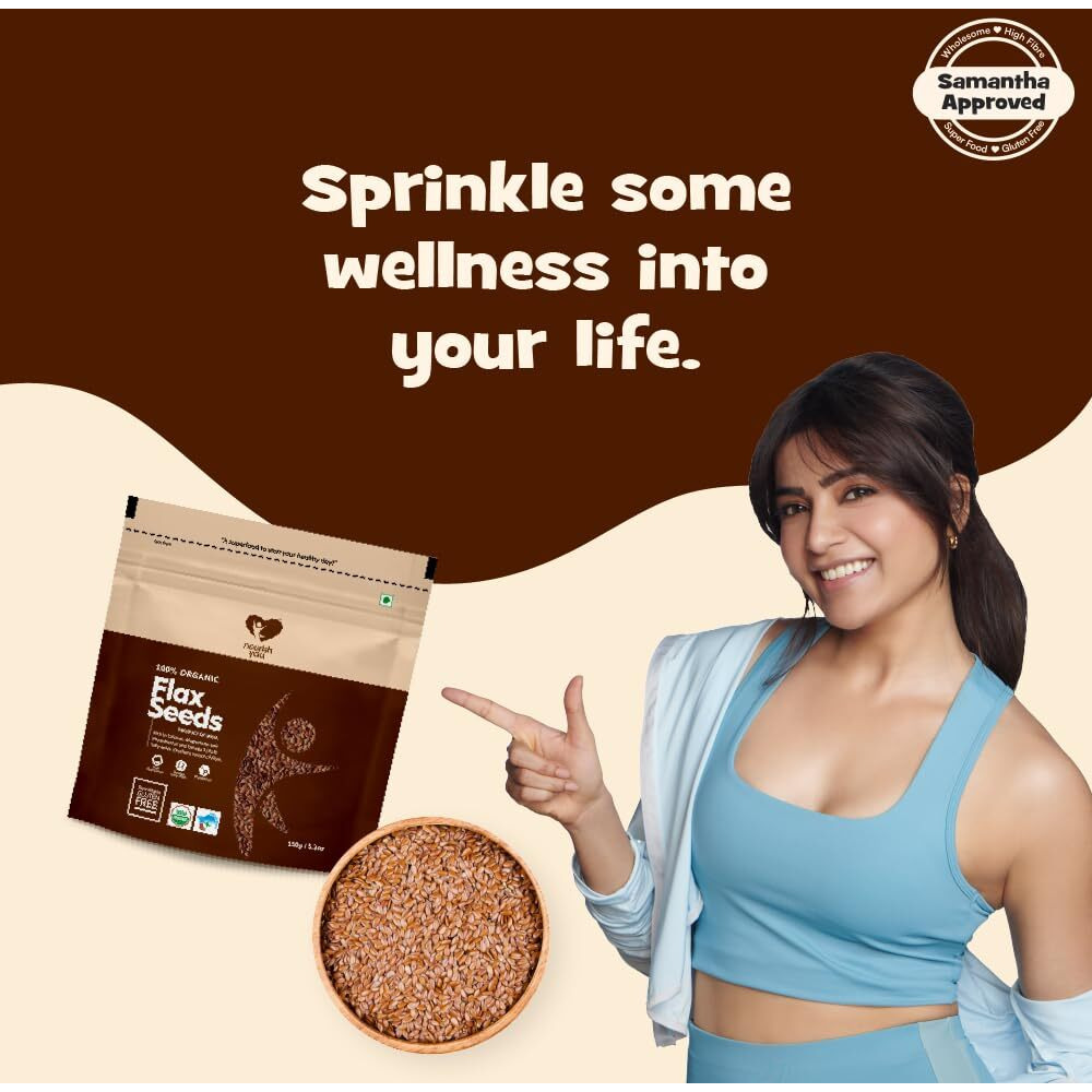 NOURISH YOU Organic Flax Seeds | Alsi Seed | Rich in Fiber and Omega-3 | Detox | Healthy food | 600 G