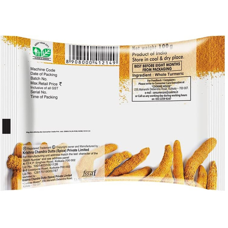Cookme Turmeric | Haldi Powder 200g (2 Pkt of 100g each)