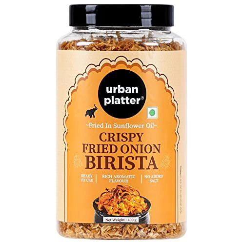 urban platter Crispy Fried Onion Birista,400G (Fried In Sunflower Oil,Ready To Use,No Added Salt,Use It As A Crispy Garnish Over Your Soups,Biryanis Or Just As A Side Dish To Meals)