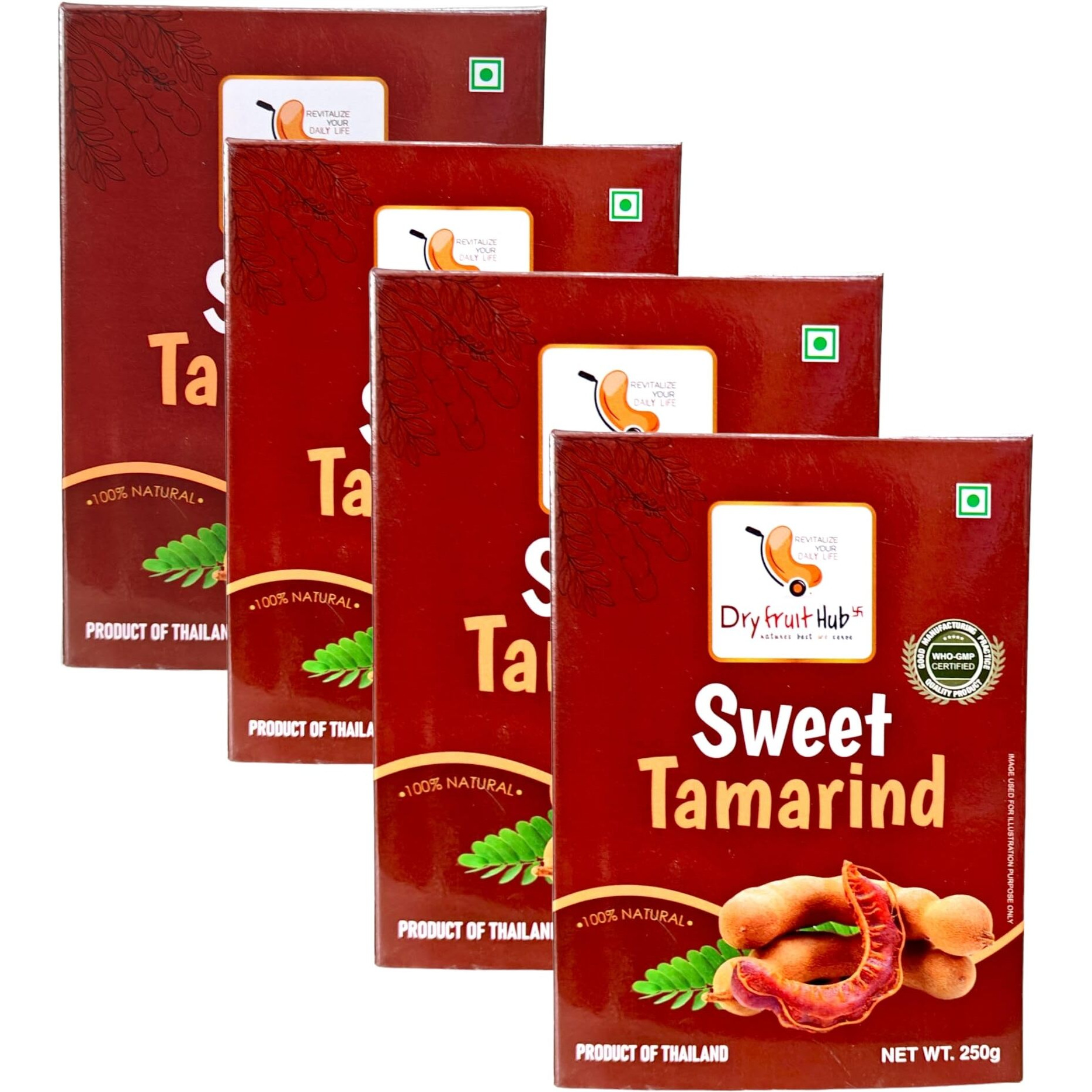 Dry Fruit Hub Sweet Tamarind 1Kg, Sweet Imli Thailand Sweet Tamarind, Meethi Imli,Dried Tamarind, Sweet Tamarind Pack Of 4 Each 250Gm, Tamarind