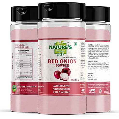 NATURES Precious Gift Onion Powder 100 gm, Ginger Powder (Adrak/Sunth) 100 gm, Garlic Powder 100 gm, Tomato Powder 100 gm - for Cooking & Seasoning, Pure & Natural Powder - [Super Saver Combo Pack]