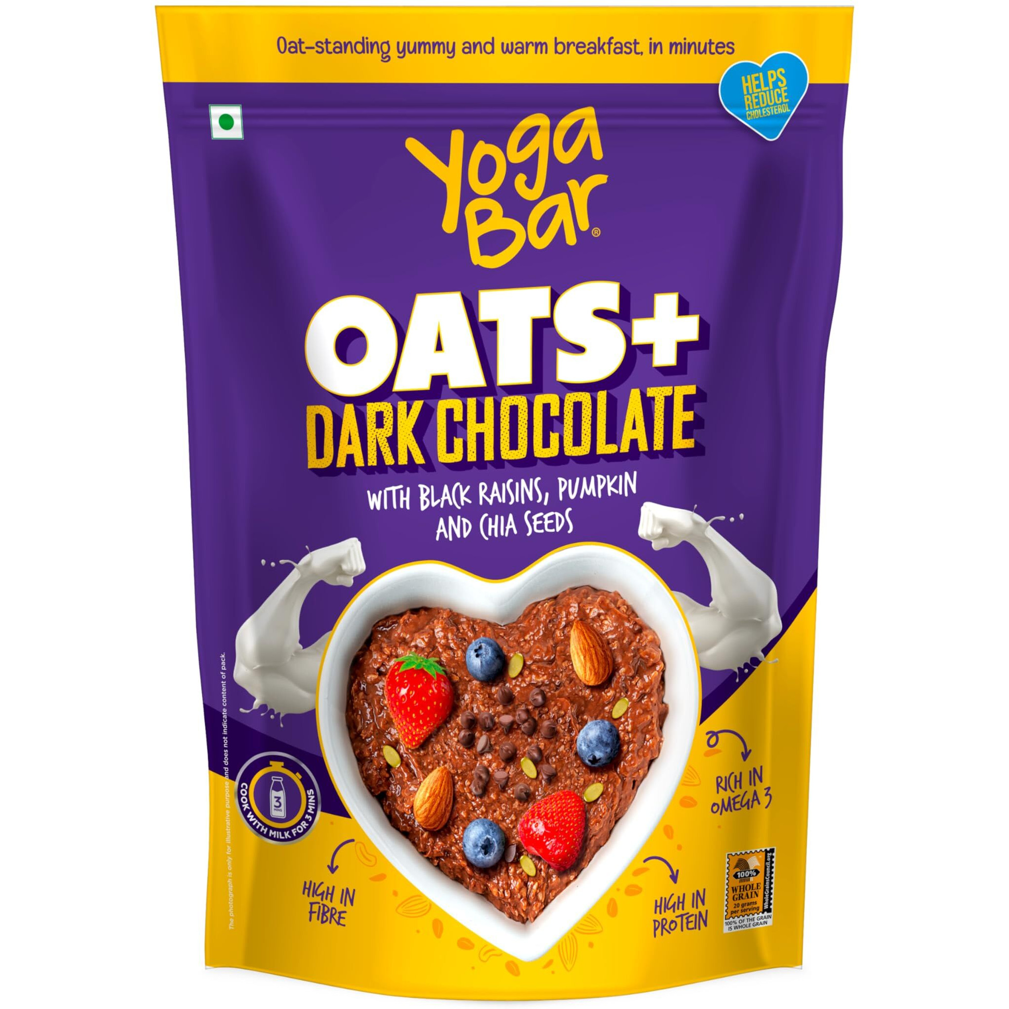 Yogabar Dark Chocolate Oats Combo | Dark Chocolate Oats 1kg | Dark Chocolate Oats 400gm | Gluten Free Whole Oatmeal for Breakfast - Healthy Breakfast Cereal for Children and Adults