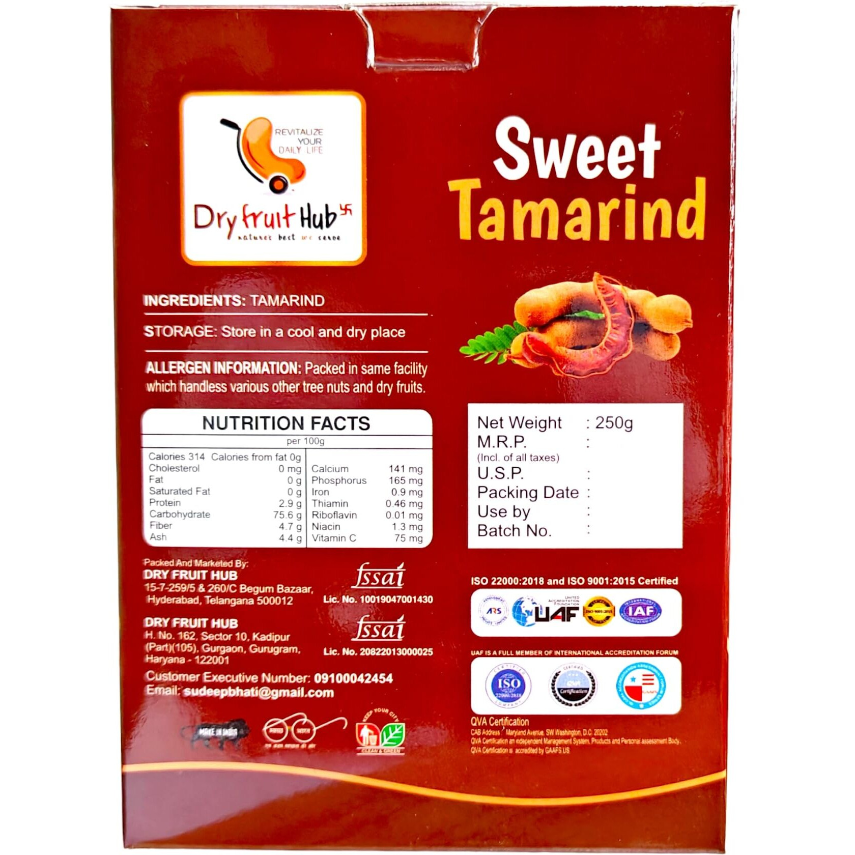 Dry Fruit Hub Sweet Tamarind 500gms, Thailand Sweet Imli Tamarind, Sweet Tamarind Thailand, Meethi Imli Pack Of 2 Each 250g