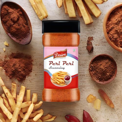 Desire Cheddar Cheese Powder, Cheese Popcorn Seasoning Powder, Peri Peri Masala (Seasoning Combo) 100g Each