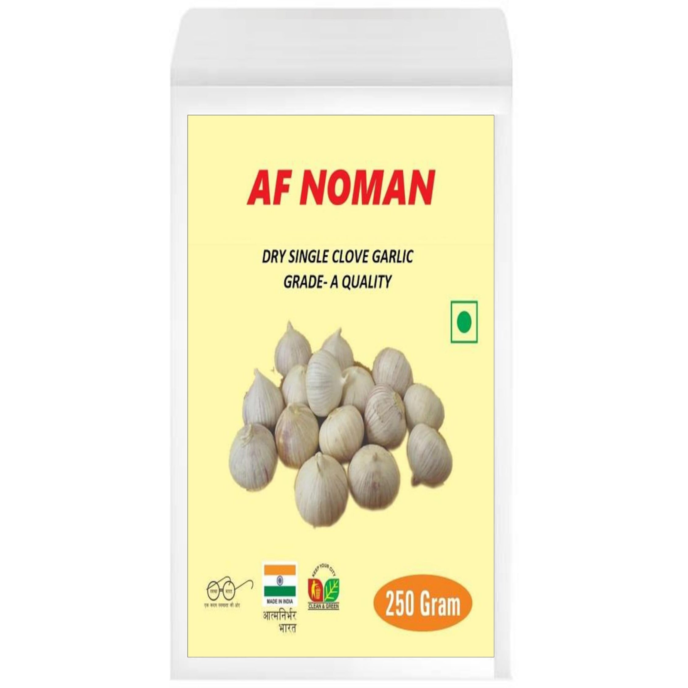 AF NOMAN Dry Organic Single Clove Garlic Ek Pothi Lahsun Garlic 250 Gm Grade-A Qualilty (Not Hybrid)