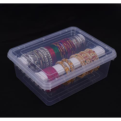 Kariyomoz Plastic Adjustable Two Rod Bangle Box | Chudi Organizer Jewellery Storage Display Box for Bangles, Chudi, Bracelet, Wrist Watch, Hair Bands, Scrunchies, Transparent (2 Rod)