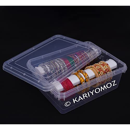 Kariyomoz Plastic Adjustable Two Rod Bangle Box | Chudi Organizer Jewellery Storage Display Box for Bangles, Chudi, Bracelet, Wrist Watch, Hair Bands, Scrunchies, Transparent (2 Rod)