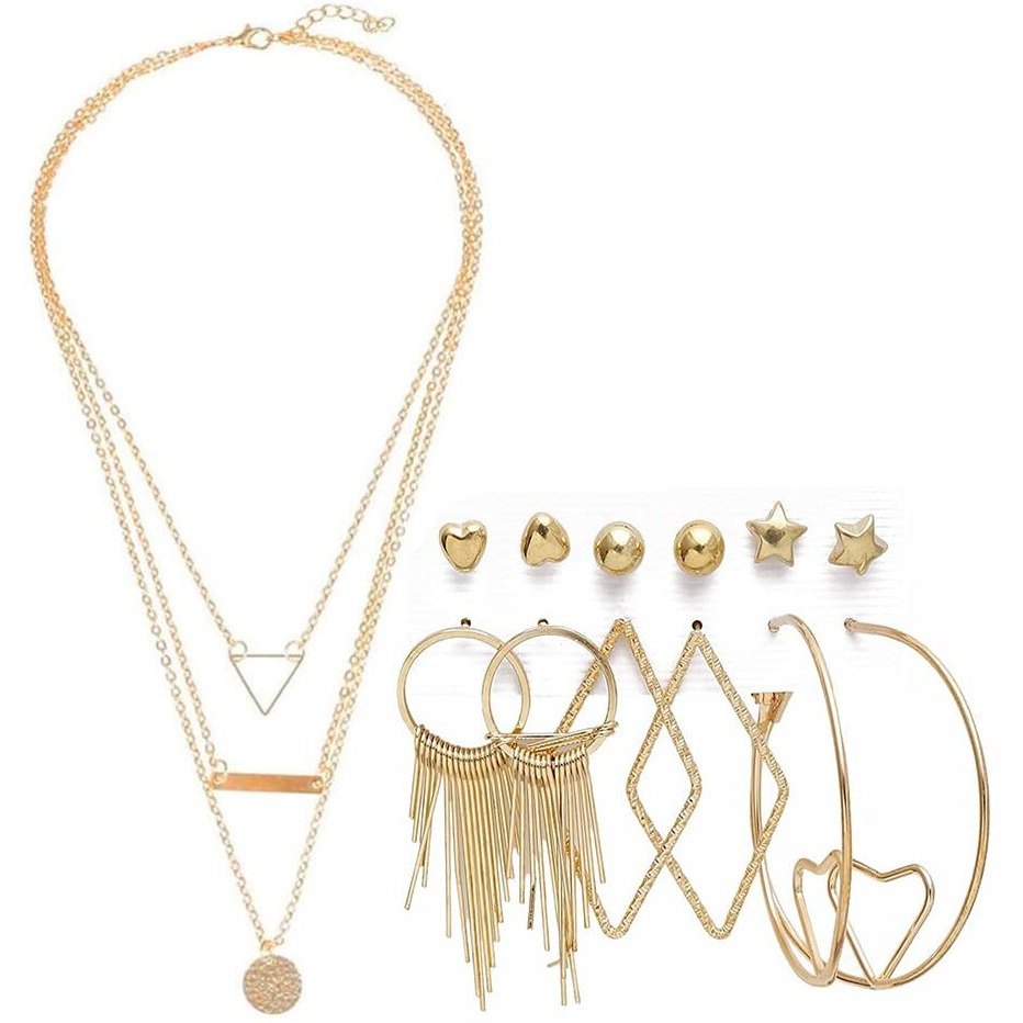 YouBella Fashion Jewellery Gold Plated Necklace and Earrings Combo Jewellery Set for Girls and Women (Gold) (Style 5)
