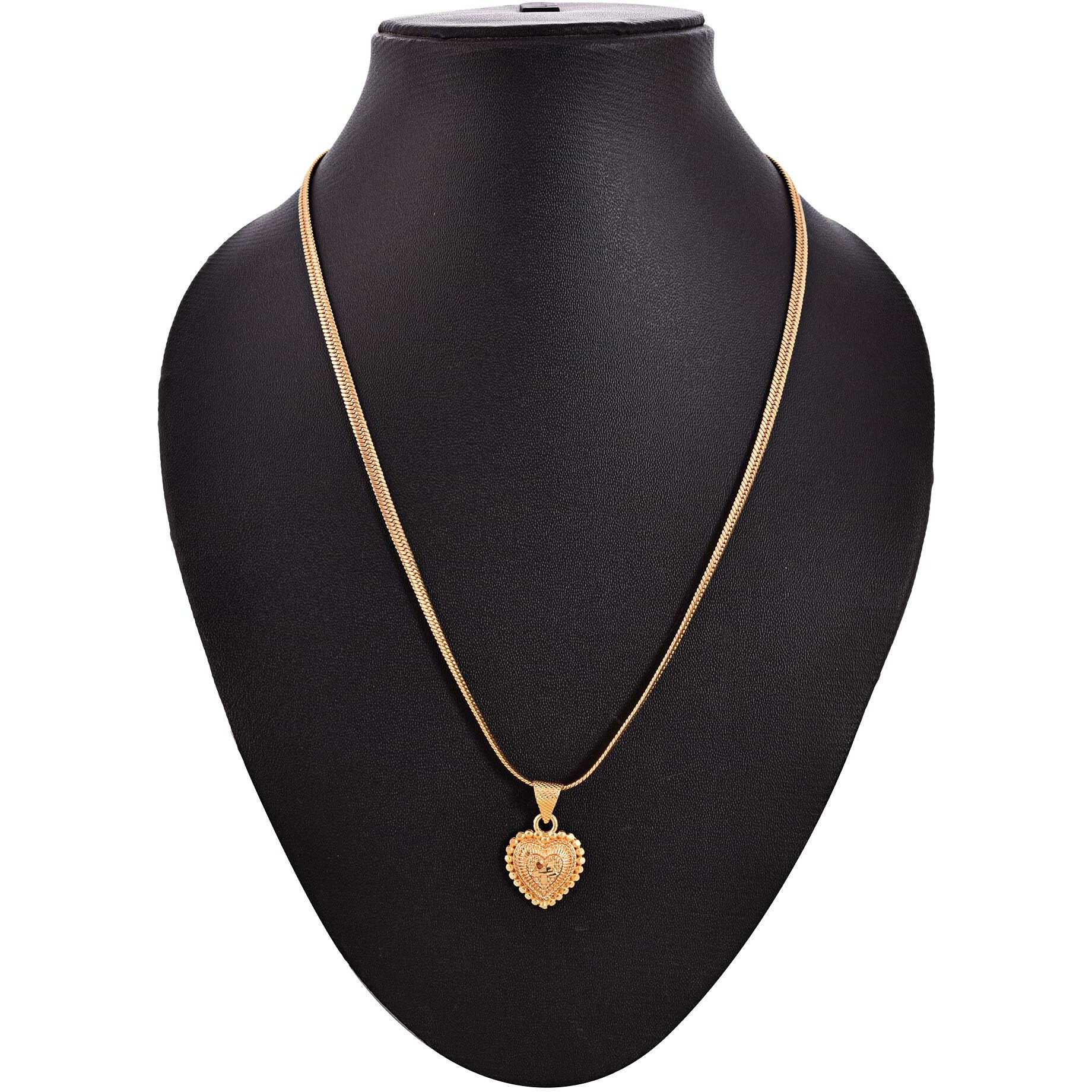 Handicraft Kottage Gold Plated chain with Pendant | Stylish High Gold Plated Celebrity Inspired Gold Chain Locket/Necklace/Jewellery Set/Fashion jewellery for Men, Women & Girls (NPendent-Set)