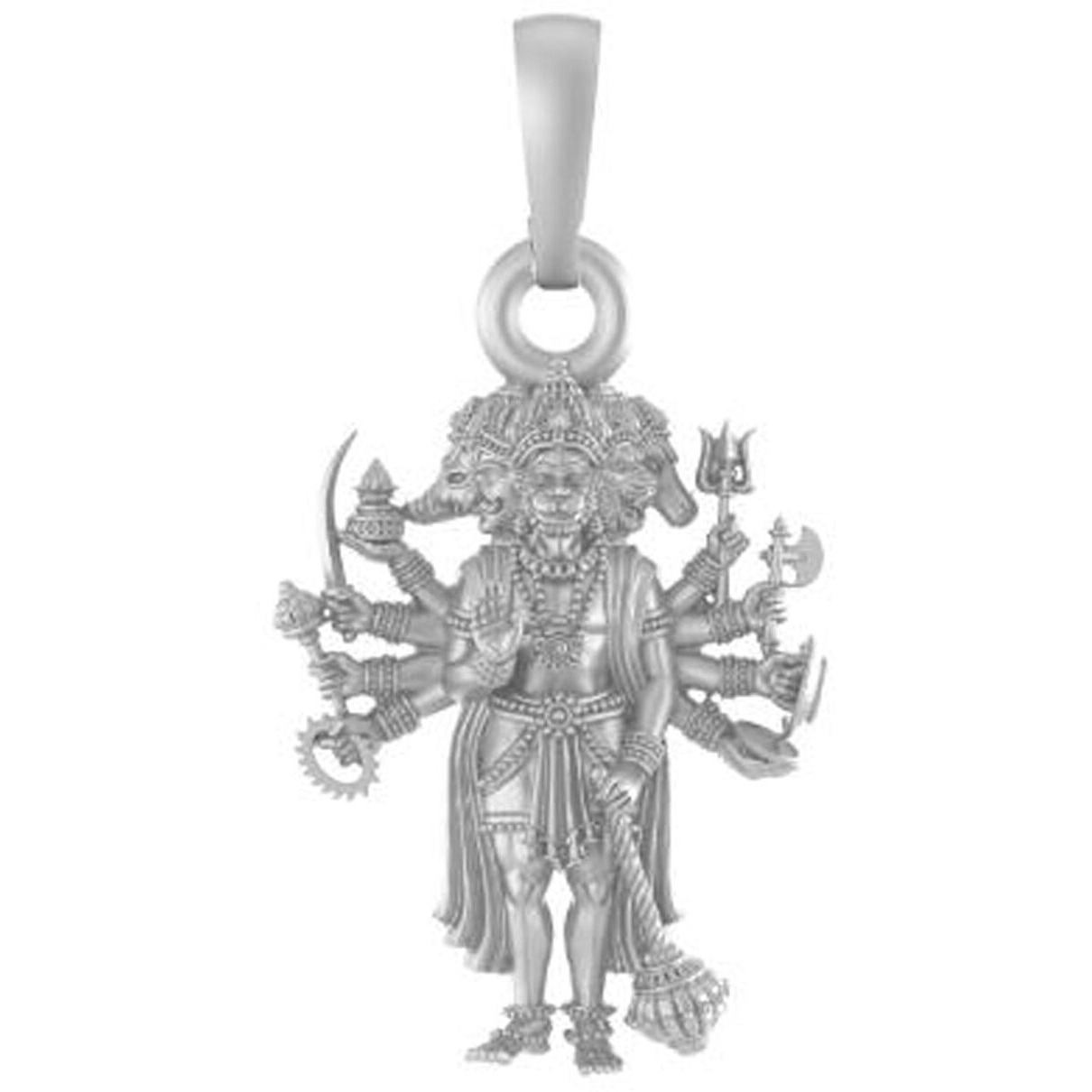 Akshat Sapphire 92.5% Pure Sterling Silver God Panchmukhi Hanuman (Big Size) Pendant for Men