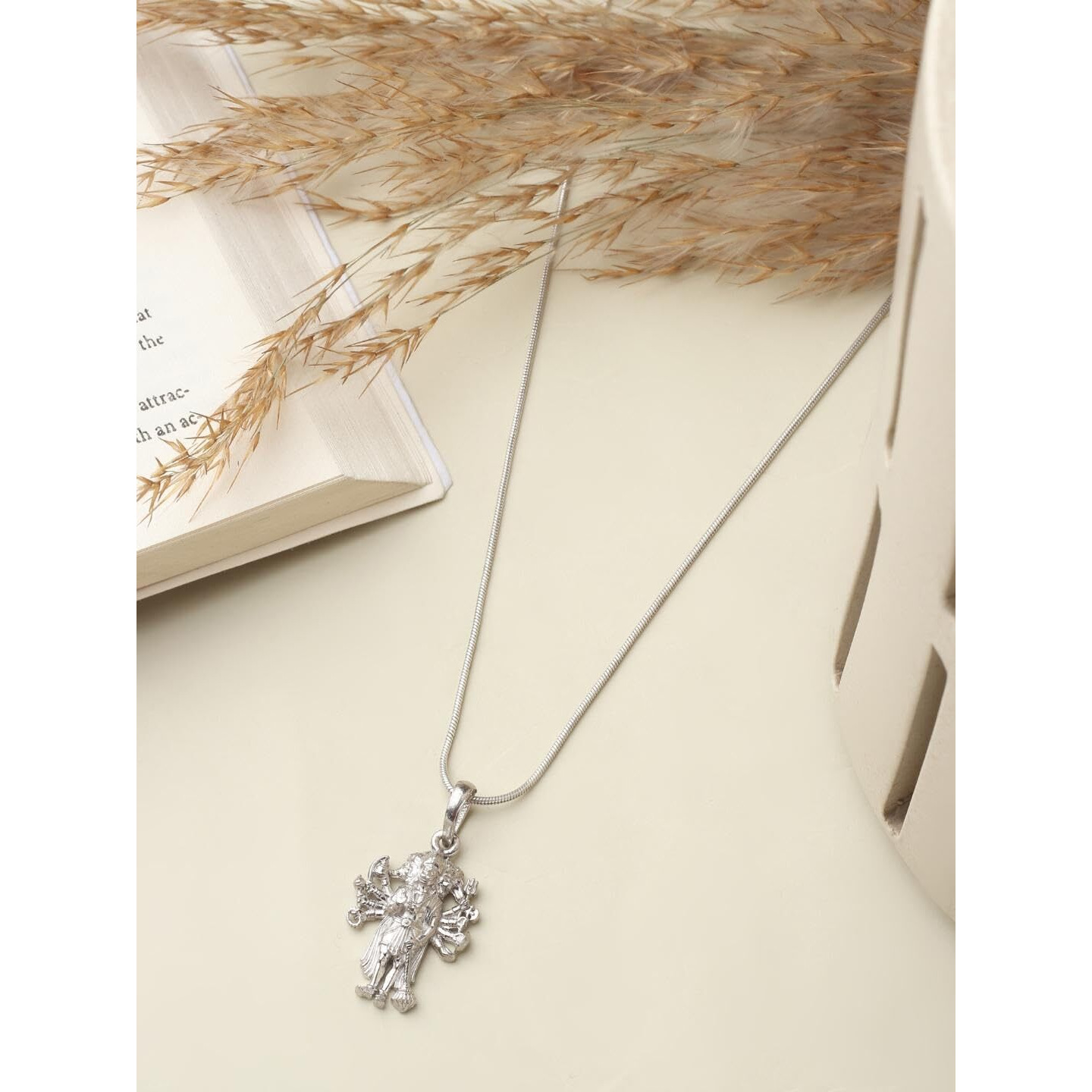 Akshat Sapphire 92.5% Pure Sterling Silver God Panchmukhi Hanuman (Big Size) Pendant for Men