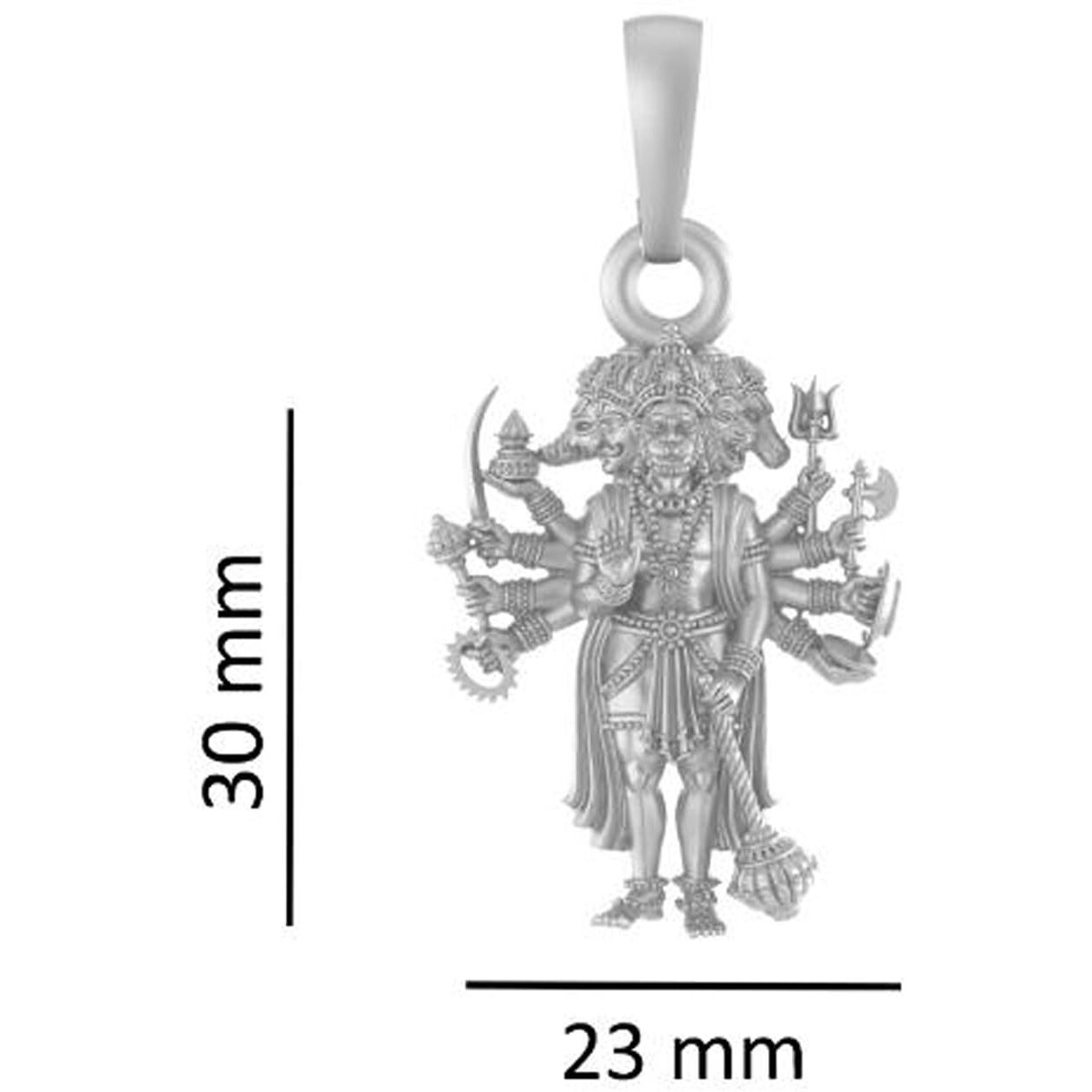Akshat Sapphire 92.5% Pure Sterling Silver God Panchmukhi Hanuman (Big Size) Pendant for Men