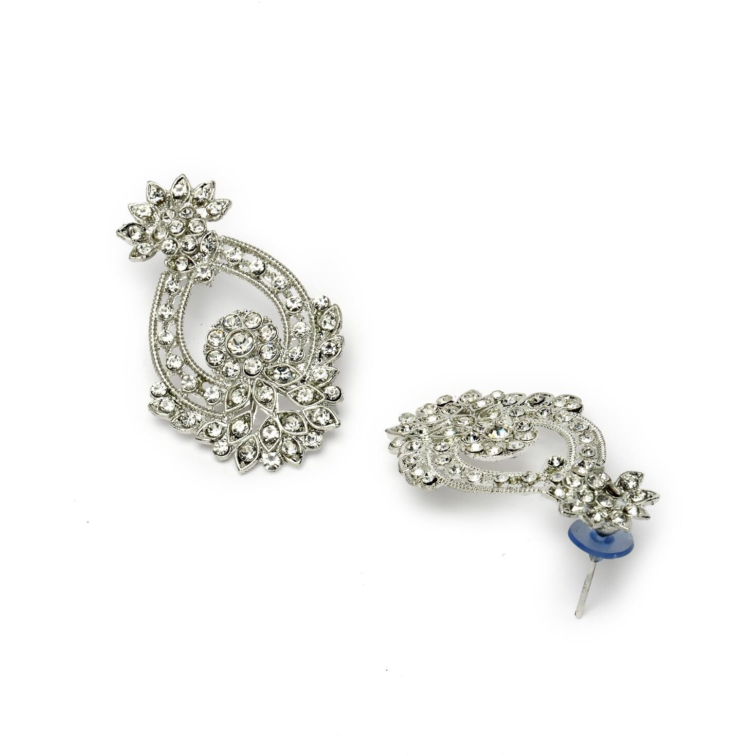 Sukkhi Unique Fashionable Rhodium Plated Silver AD Stone Choker Necklace Set With Earring And Maangtika | Jewellery Set For Women (NS105606)