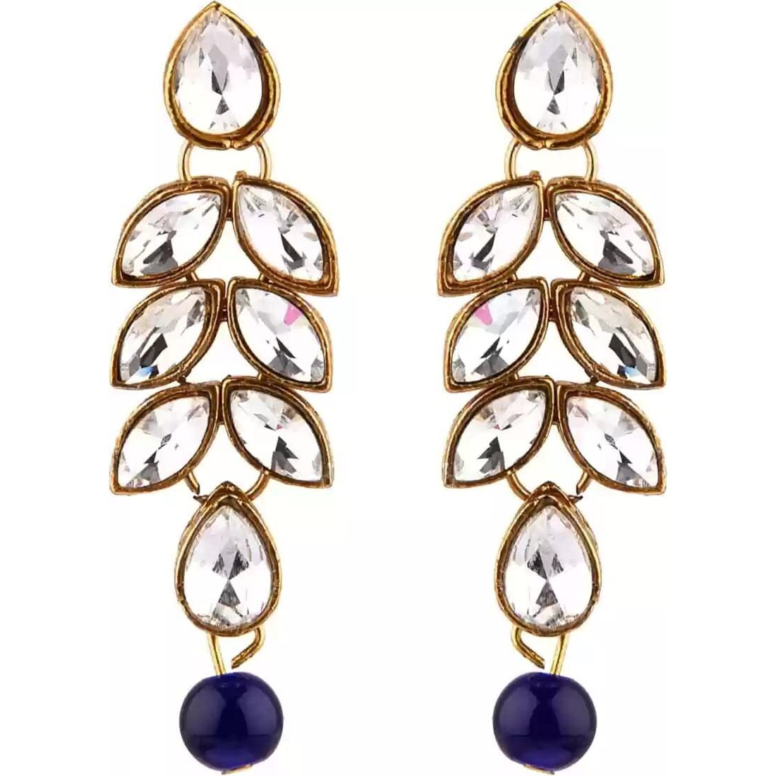 Handicraft Kottage Pearl Long Necklace Earring Set for Women And Girls Indian Traditional Jewellery Wedding (Blue)