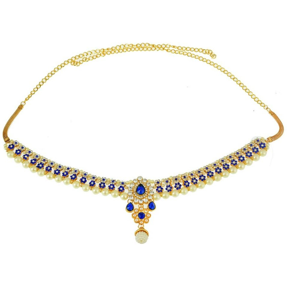 Handicraft Kottage Gold Plated Pearl with Multi Color Stone Belly Chain for Women (Style16)