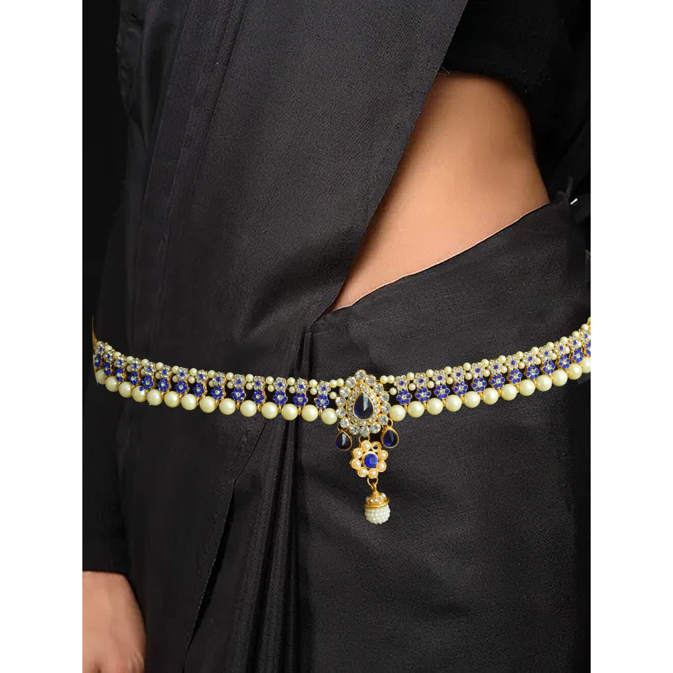 Handicraft Kottage Gold Plated Pearl with Multi Color Stone Belly Chain for Women (Style16)