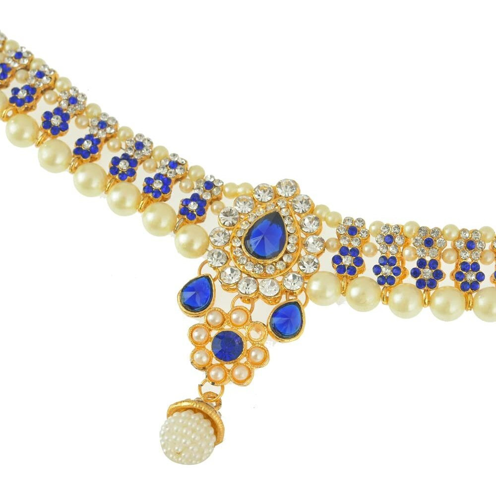 Handicraft Kottage Gold Plated Pearl with Multi Color Stone Belly Chain for Women (Style16)