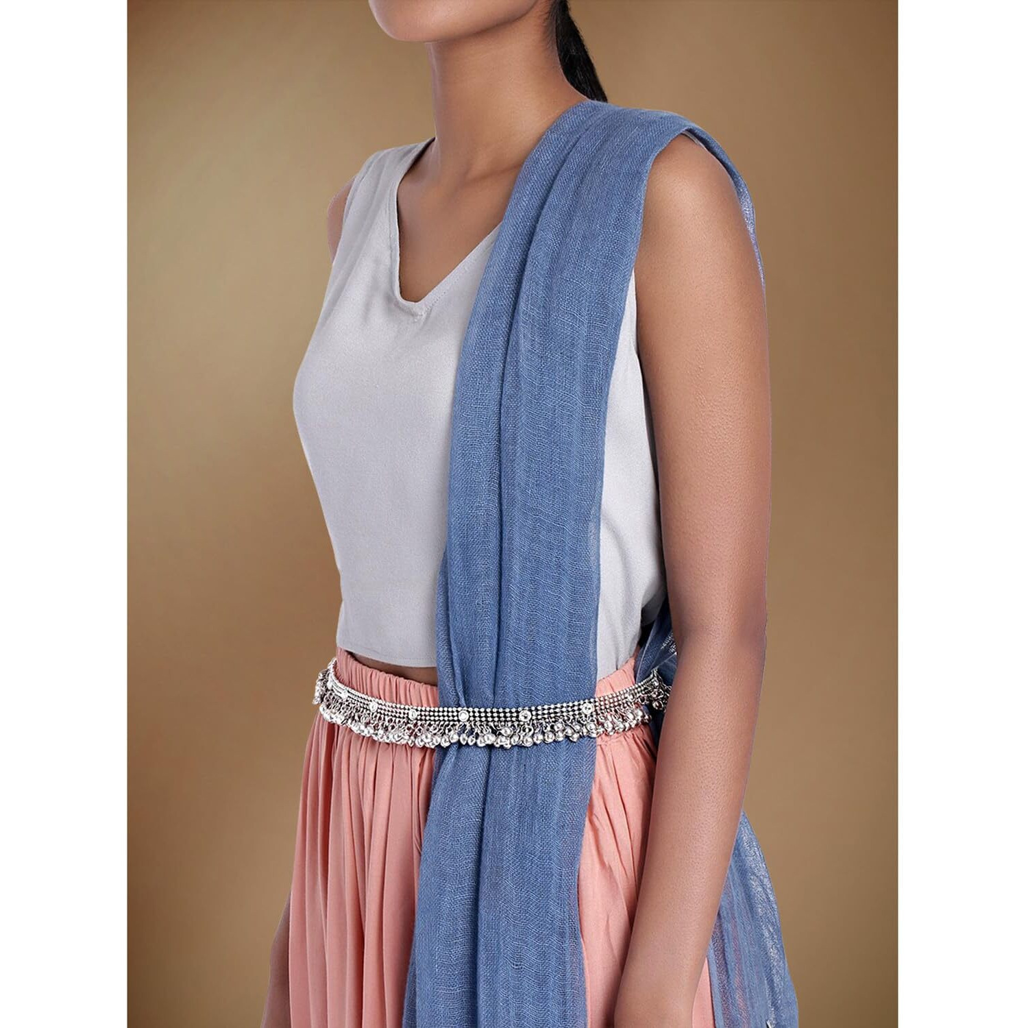 Peora Traditional Antique Silver Plated Waist Belt Kamar bandh Kamar patta Belly Chain for Women Girls