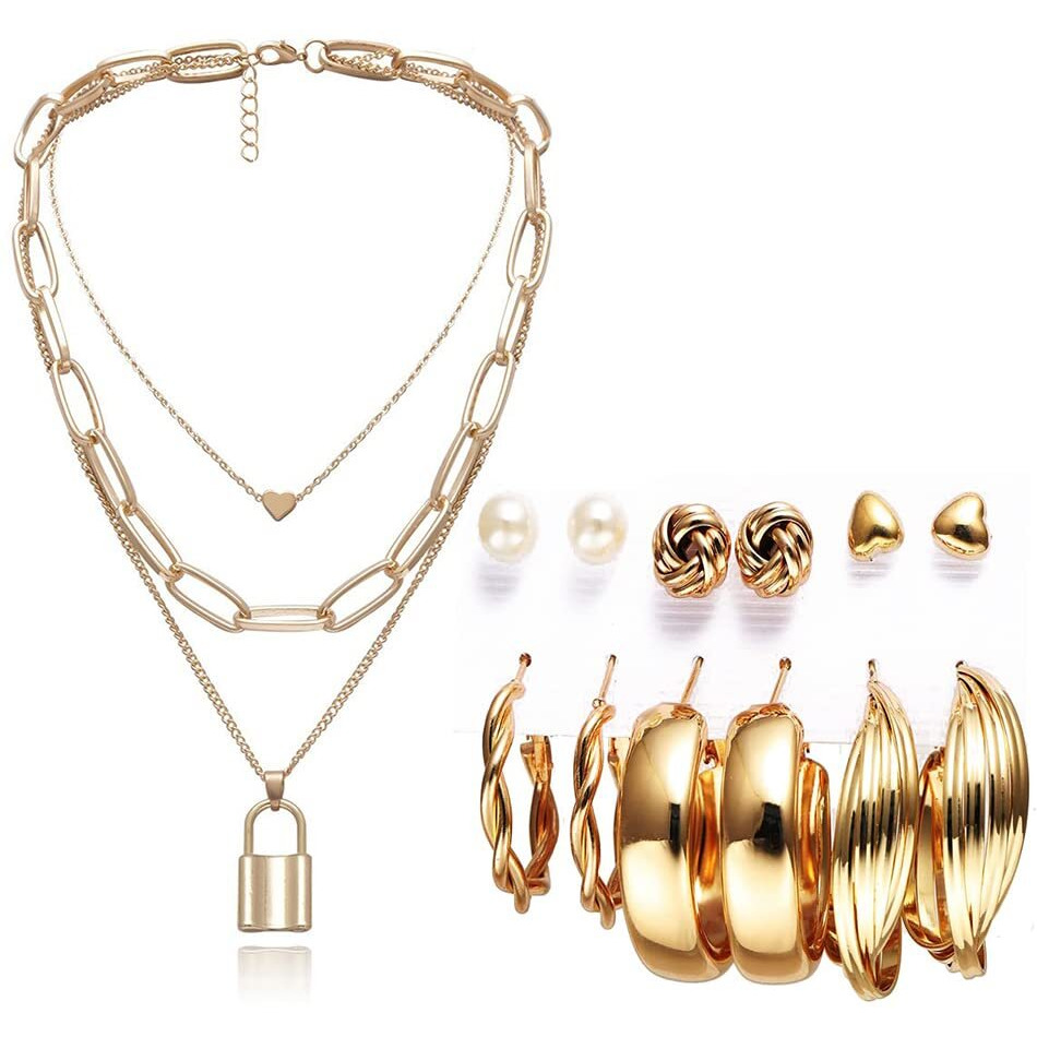 YouBella Fashion Jewellery Gold Plated Necklace and Earrings Combo Jewellery Set for Girls and Women (Gold) (Style 3)