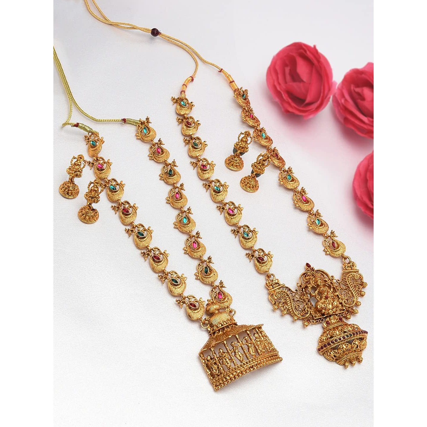 ZAVERI PEARLS Combo of 2 Adorable Temple Necklace set For Women-ZPFK9064