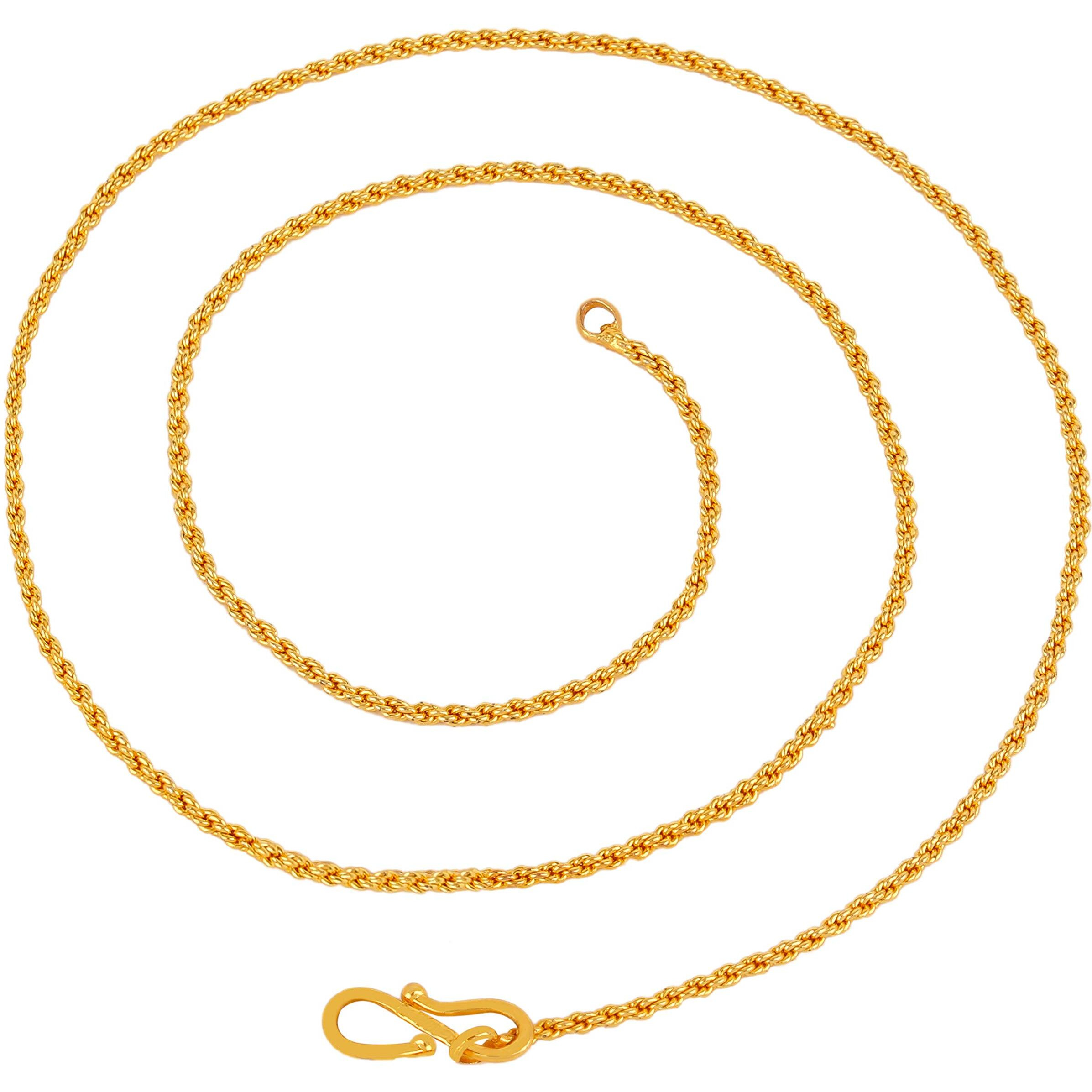 Fashion Frill Trendy Gold Plated Brass Chain for Men Boys Light Weighted Jewellery Sleek Rope Design