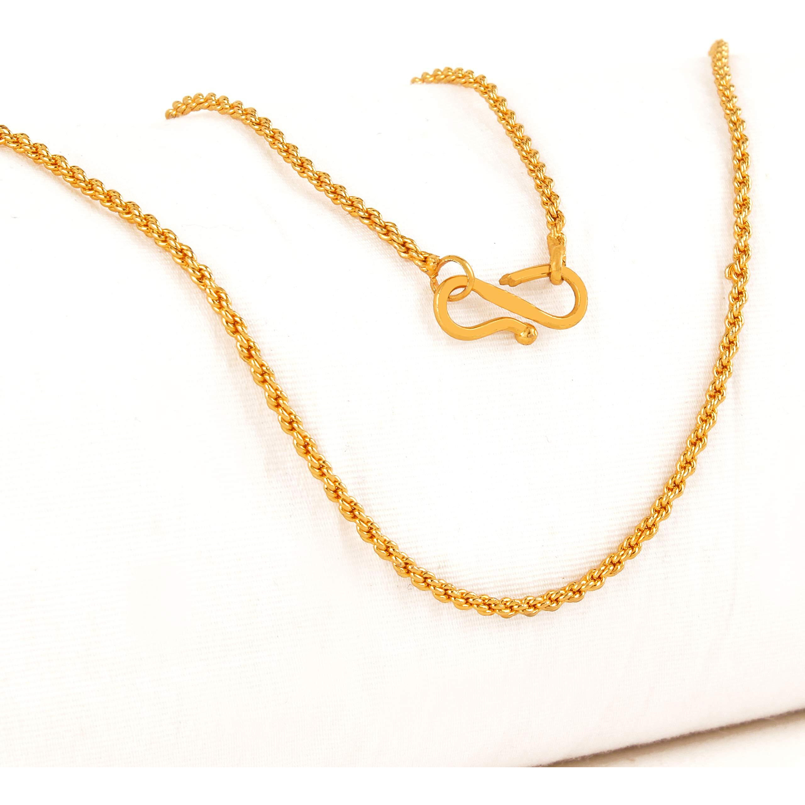 Fashion Frill Trendy Gold Plated Brass Chain for Men Boys Light Weighted Jewellery Sleek Rope Design