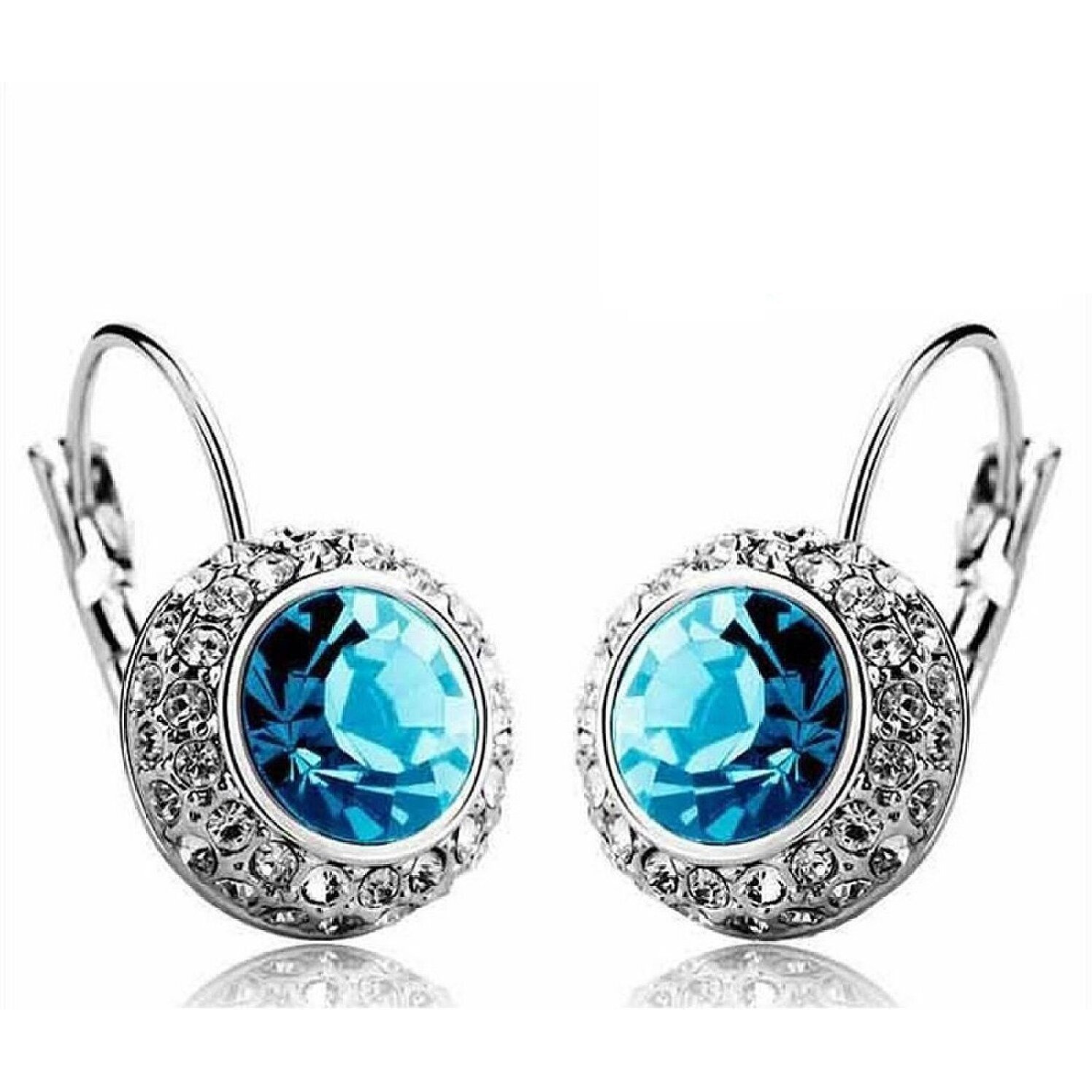Valentine Gift By Shining Diva Blue Crystal Combo Jewellery of Necklace Set/Pendant Set With Earrings & Bracelet For Women & Girls (Silver) (vgcmb177)