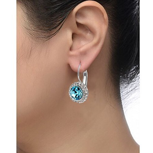 Valentine Gift By Shining Diva Blue Crystal Combo Jewellery of Necklace Set/Pendant Set With Earrings & Bracelet For Women & Girls (Silver) (vgcmb177)