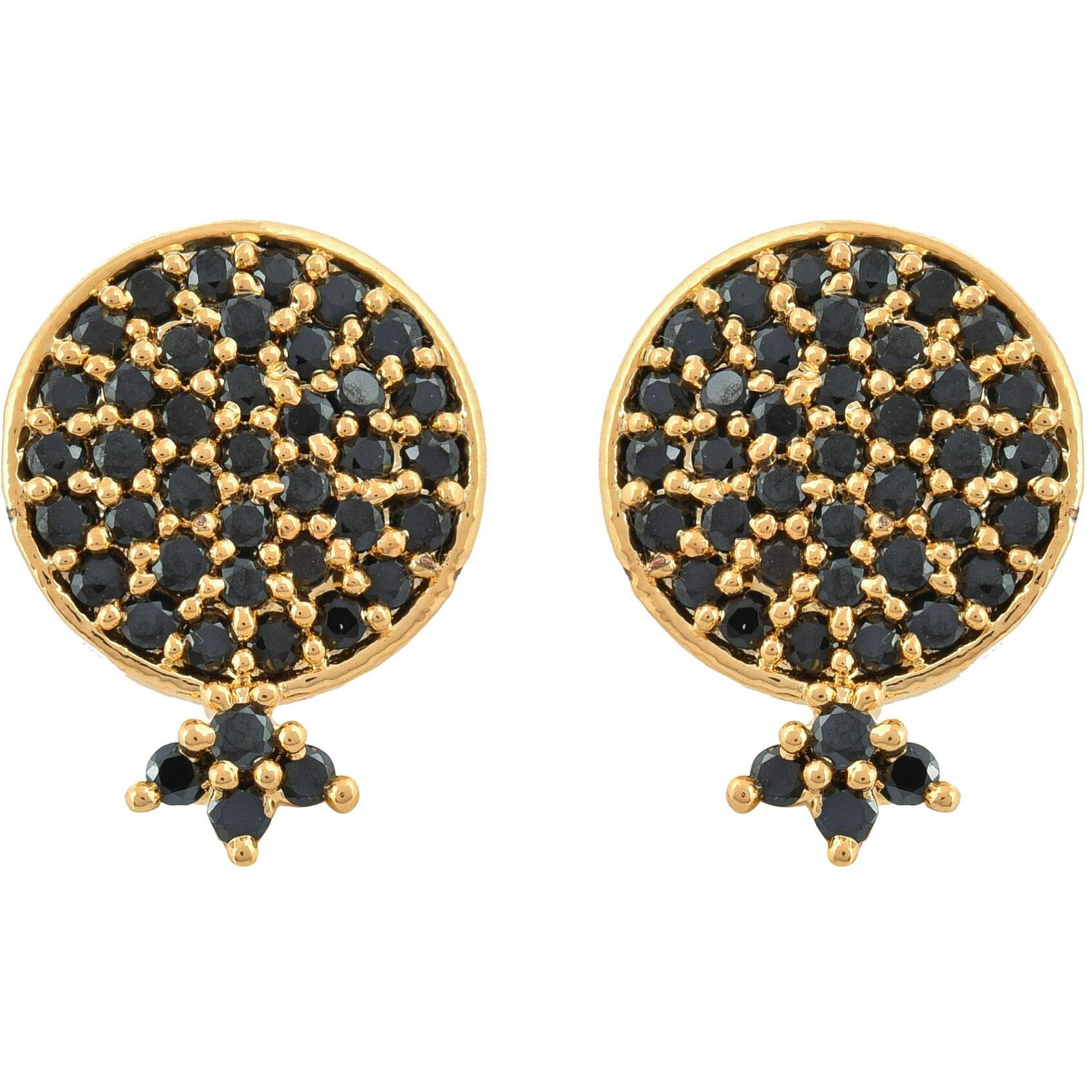 Handicraft Kottage Ethnic American Diamond Necklace Ear Ring Set Wedding Jewellery for Women/Girl - Round 4 Pin Design (Black)