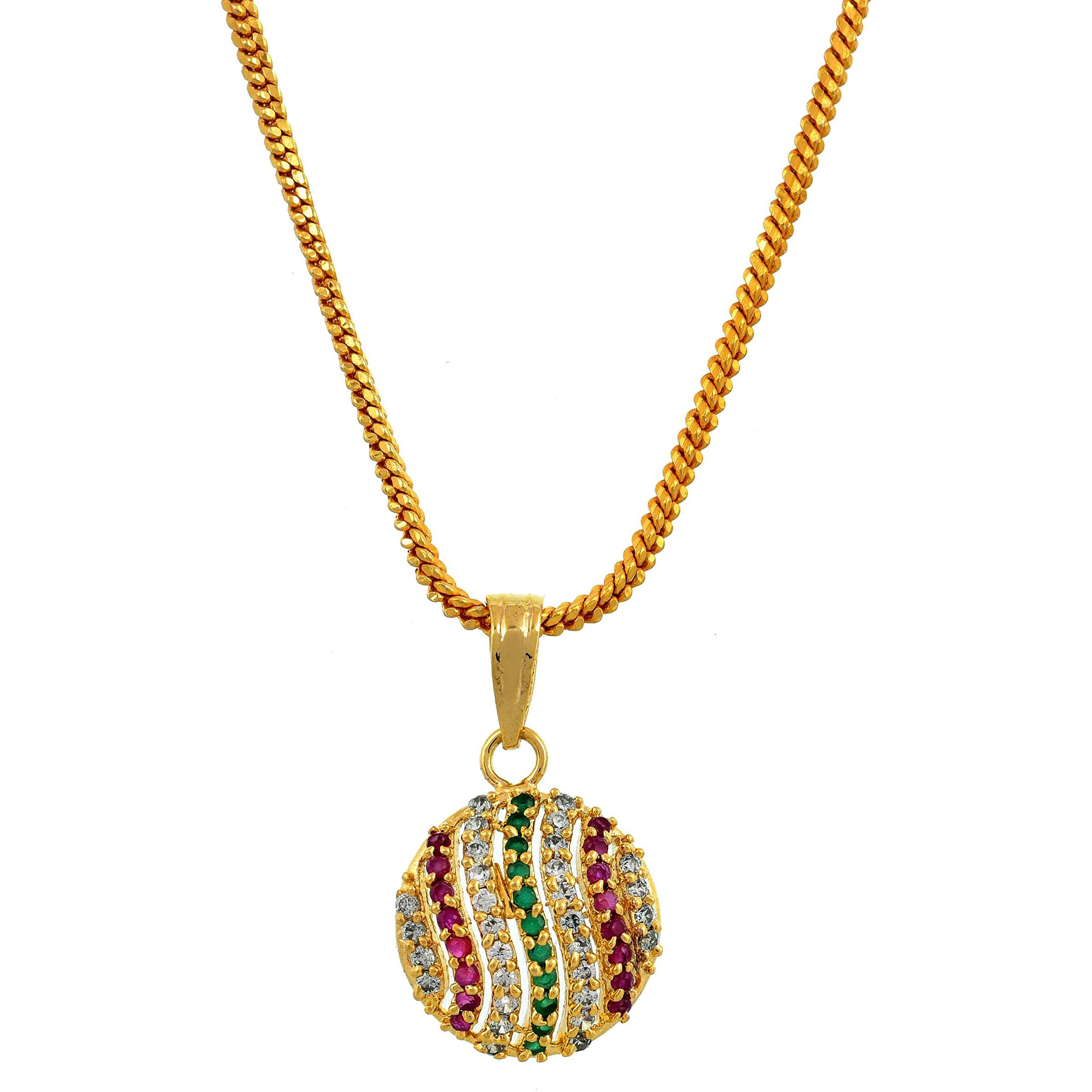 Handicraft Kottage  Gold Plated Strand Necklace Set for Women (Red and Green)