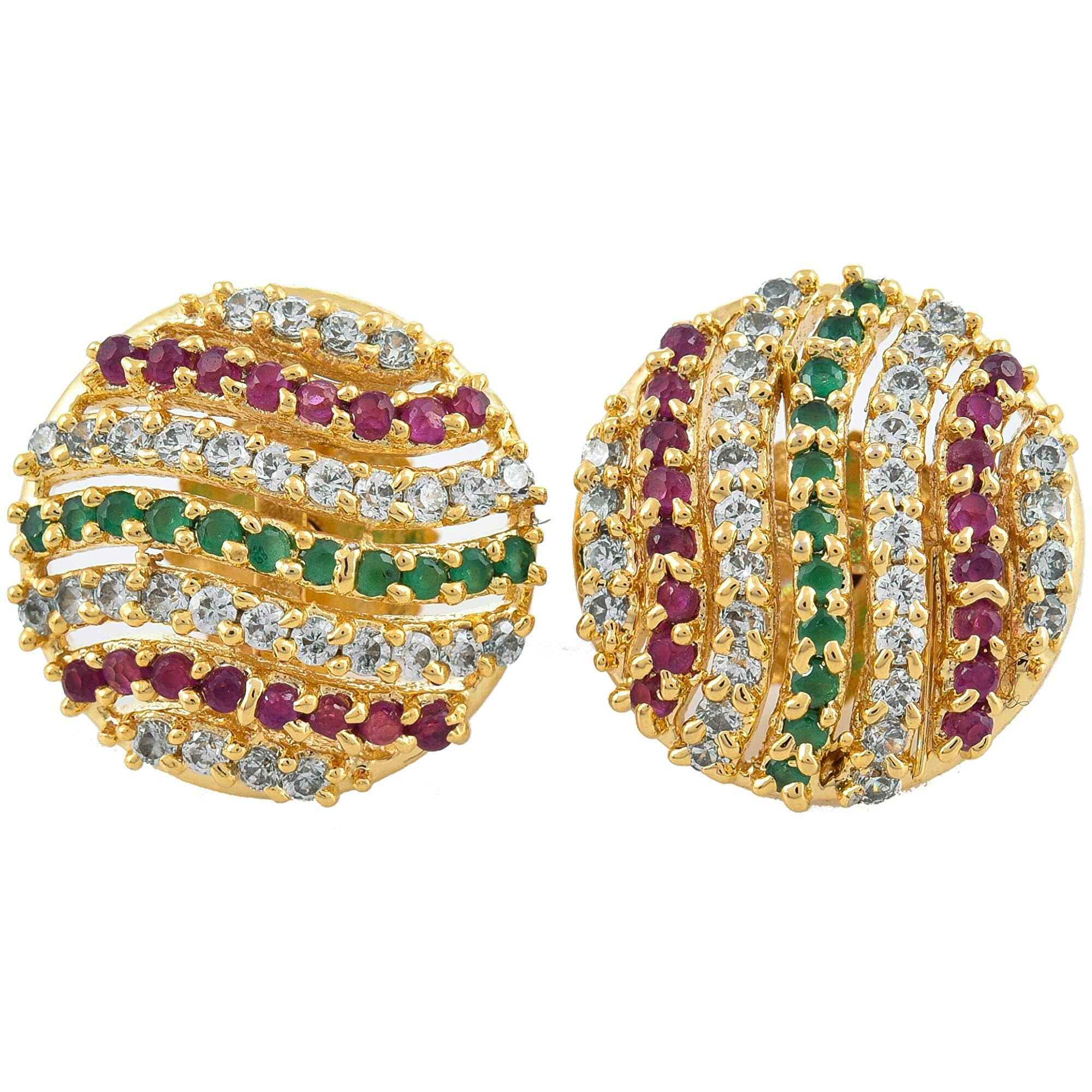 Handicraft Kottage  Gold Plated Strand Necklace Set for Women (Red and Green)